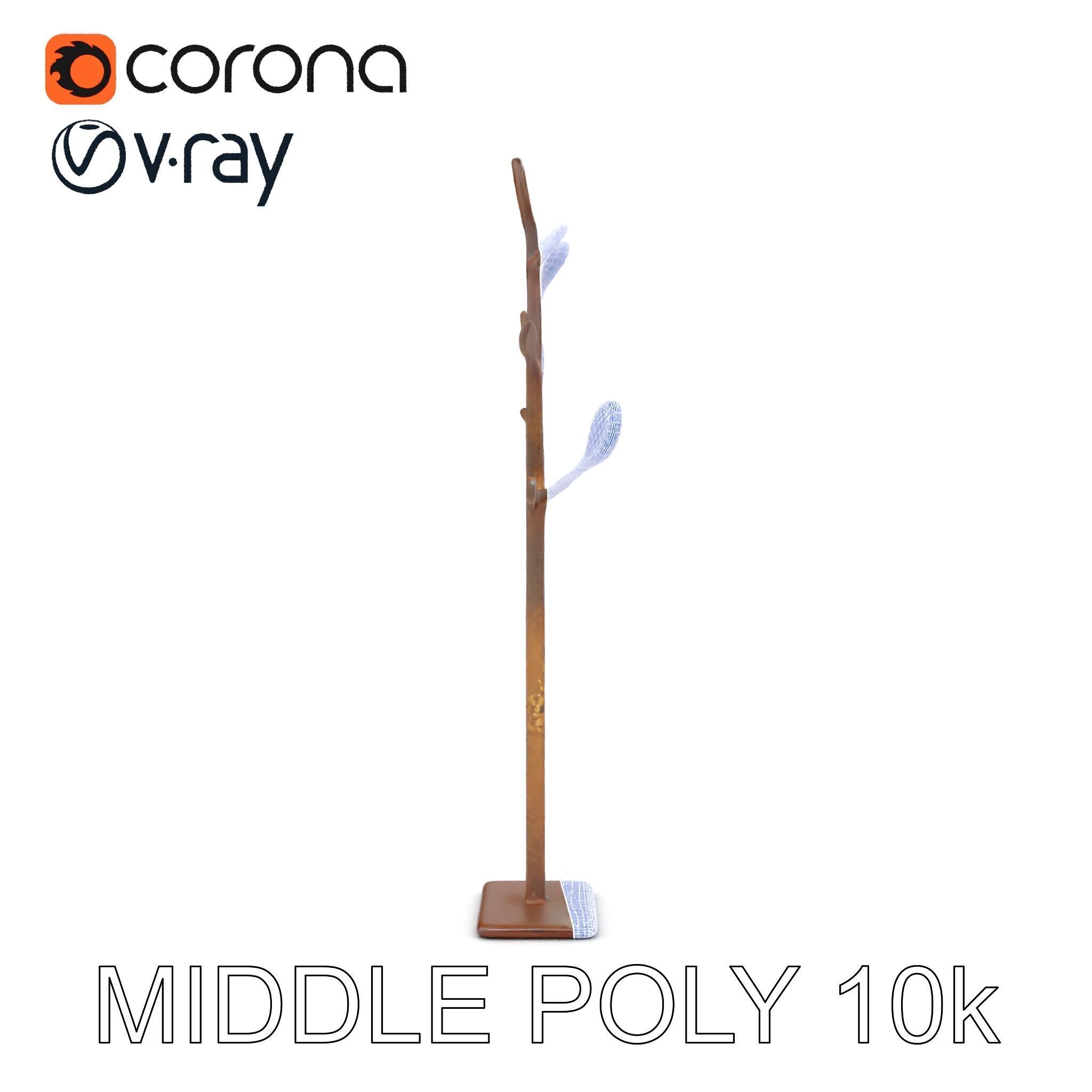 Rustic Metal Tree Coat Rack Model Pack Low-poly 3D model_32