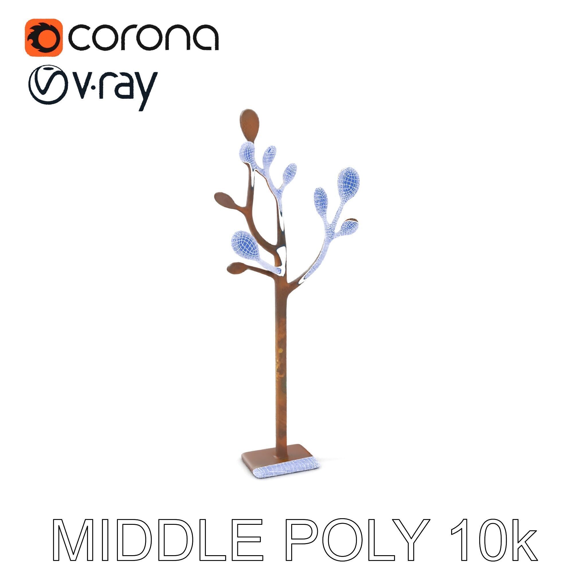 Rustic Metal Tree Coat Rack Model Pack Low-poly 3D model_17