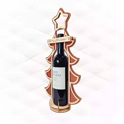 Gift Wine box Christmas tree pattern laser cut design 3D print model