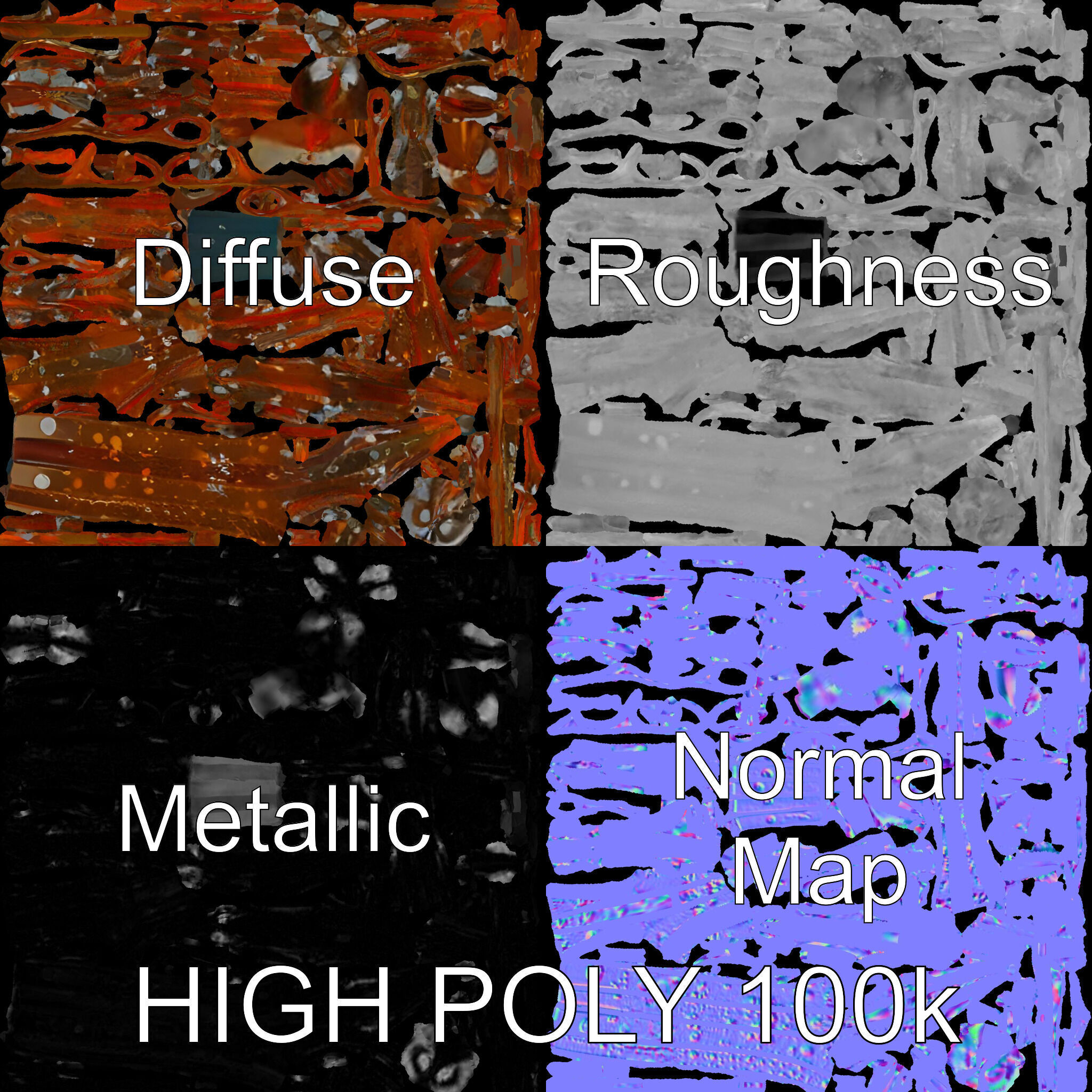 Stylized Tree Branch Model Pack Low-poly 3D model_4