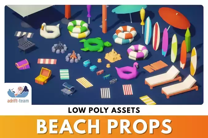 Beach Props Pack - Low Poly Assets