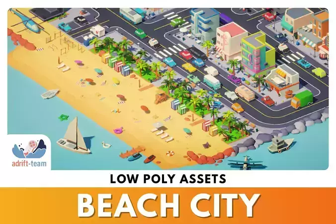 Beach City MEGA Pack - Low Poly Assets Low-poly 3D model