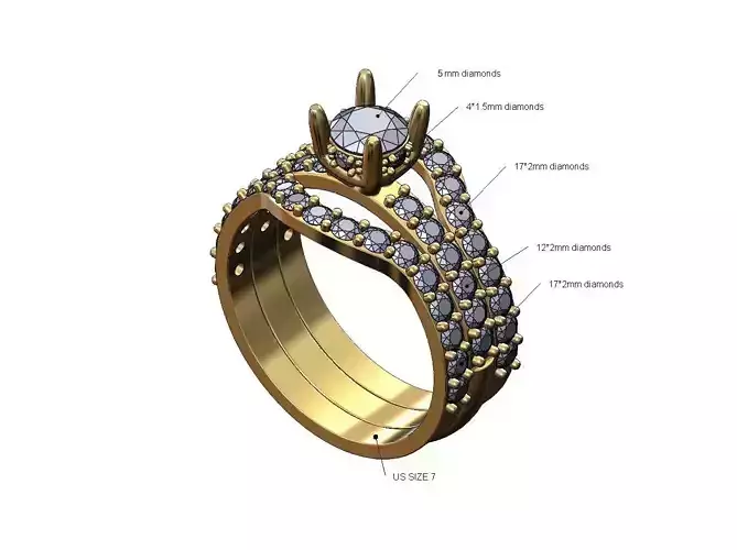 Cruved eternity guards 5mm diamond hidden setting ring US size 7