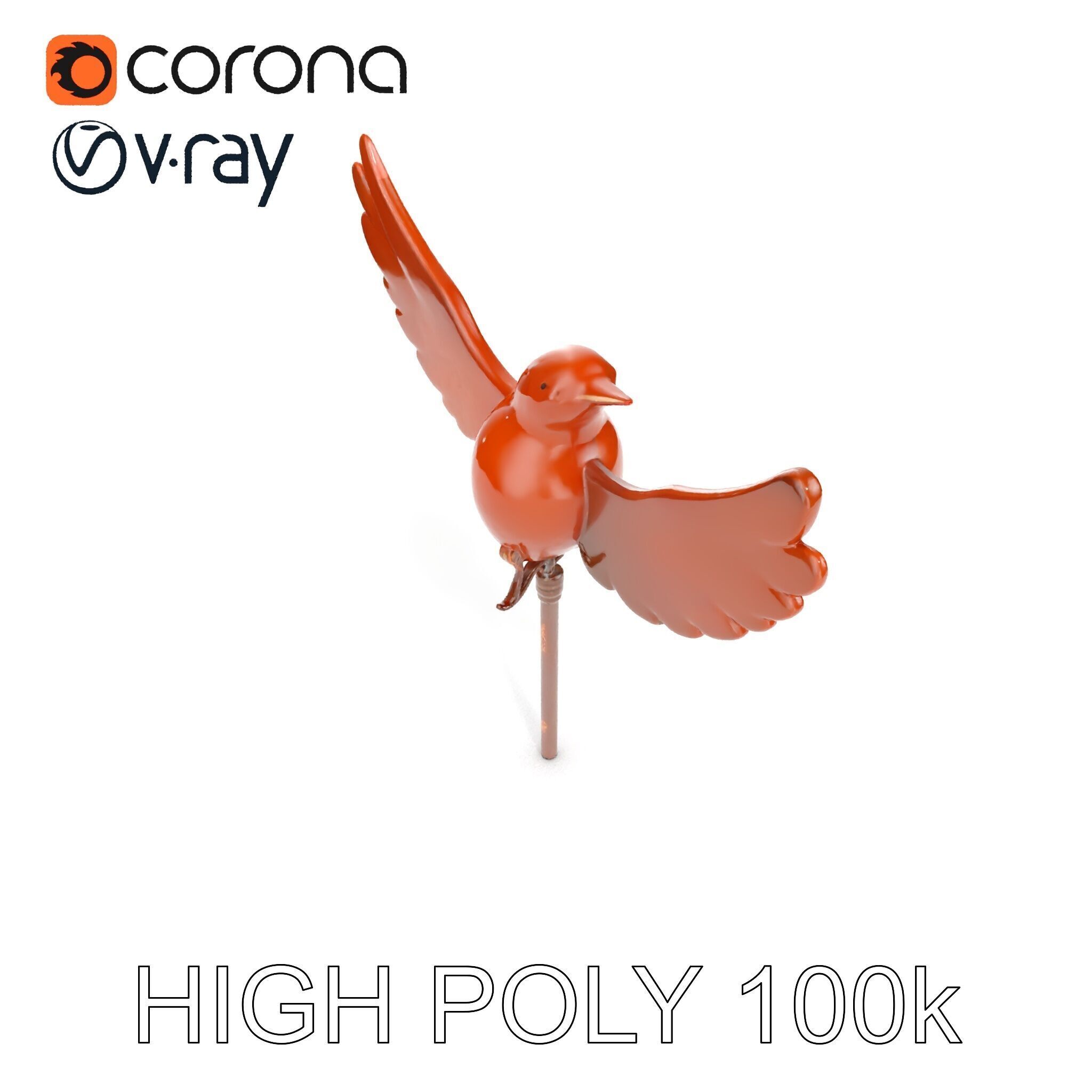 Metallic Bird Sculpture Model Pack Low-poly 3D model_31