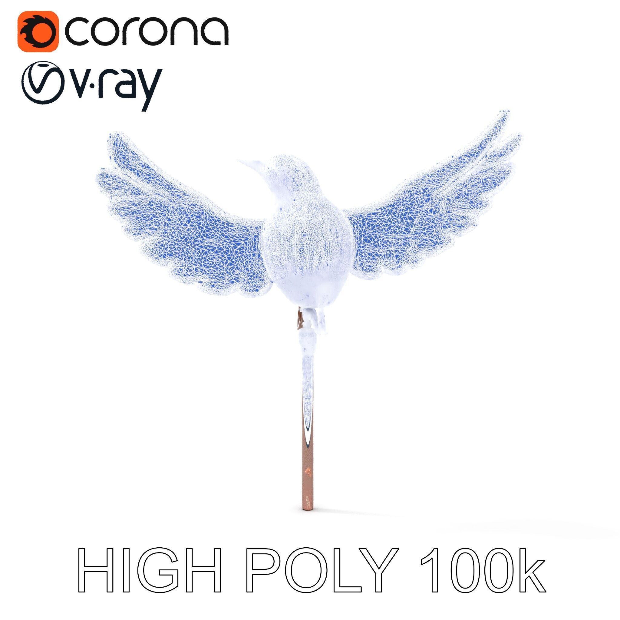 Metallic Bird Sculpture Model Pack Low-poly 3D model_12