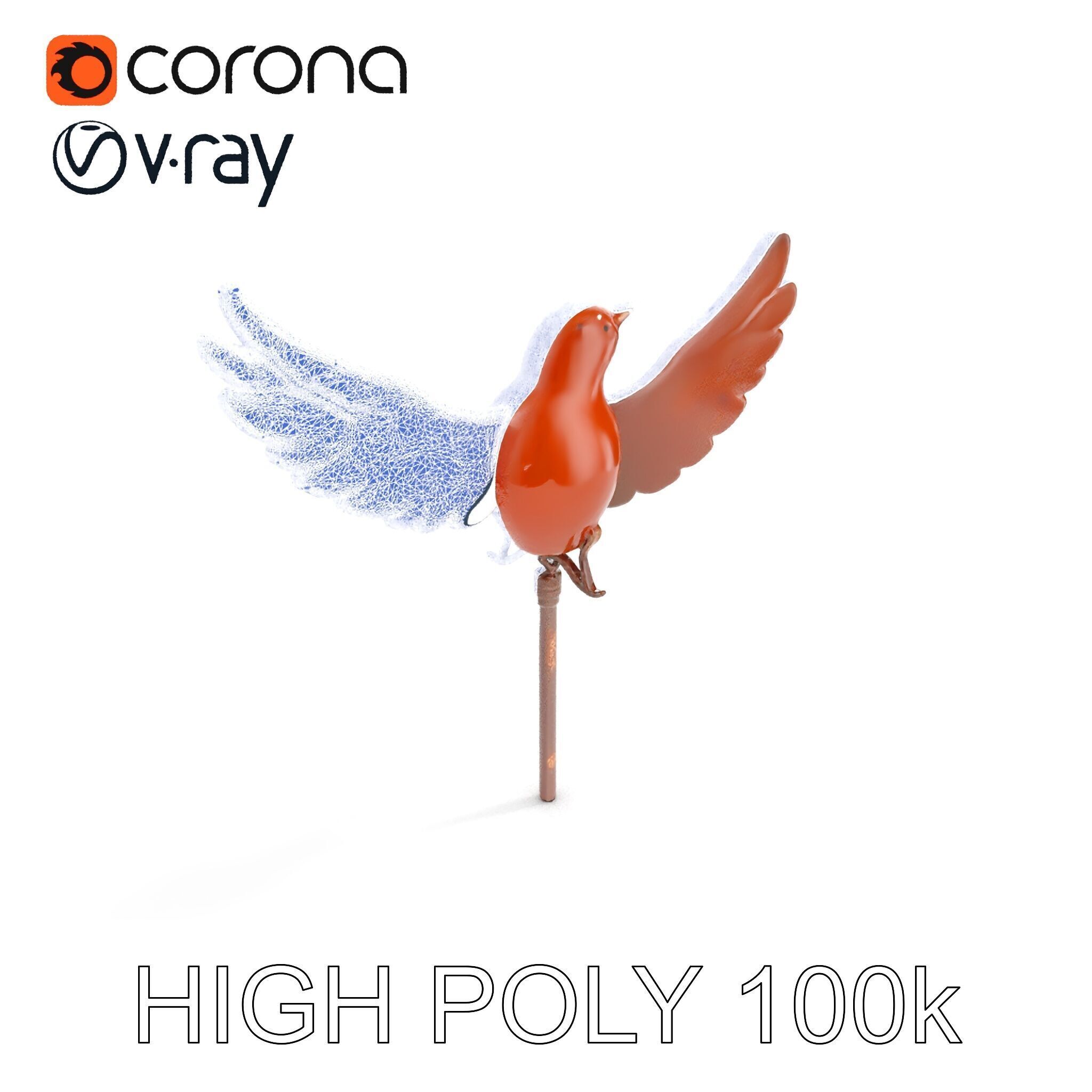 Metallic Bird Sculpture Model Pack Low-poly 3D model_33