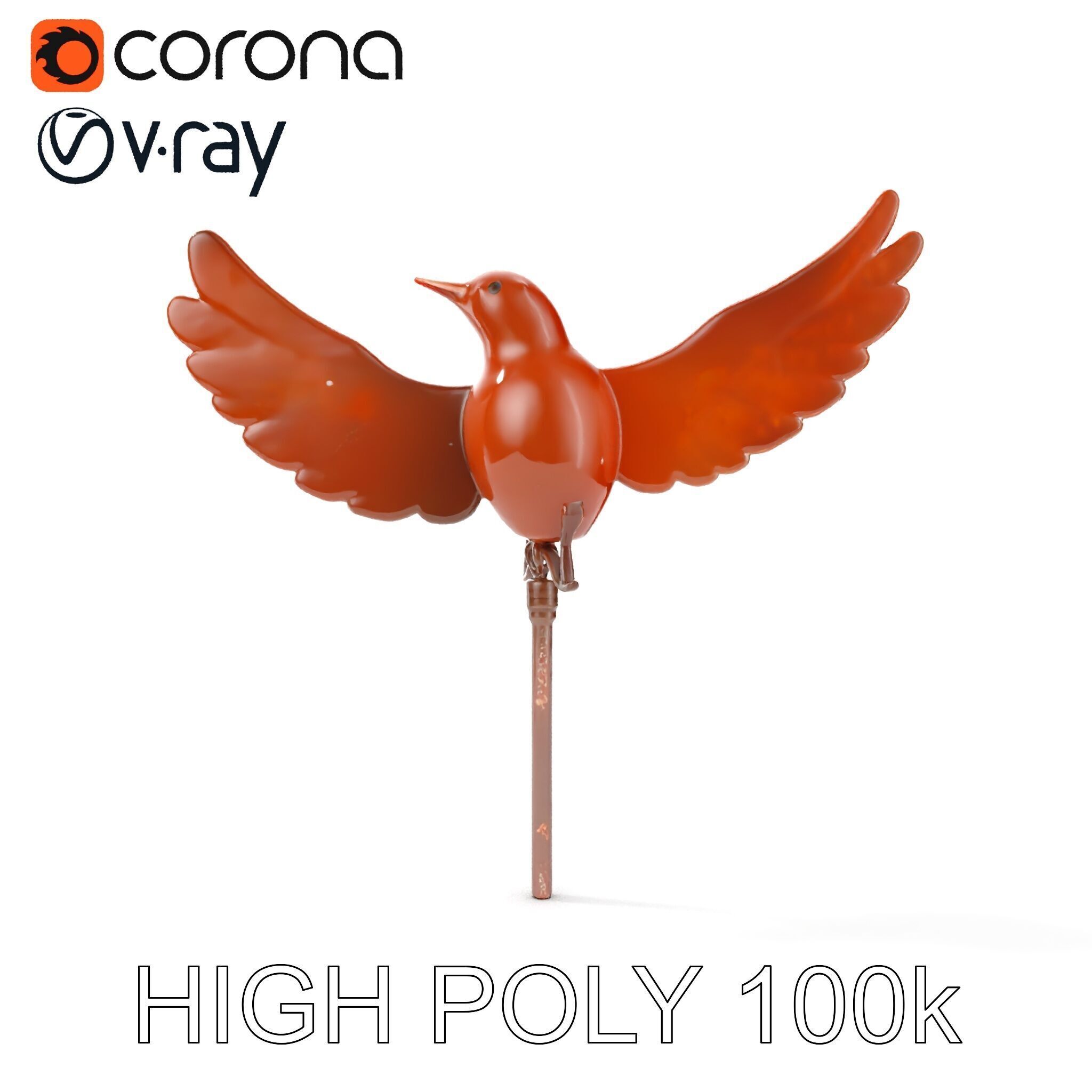 Metallic Bird Sculpture Model Pack Low-poly 3D model_23