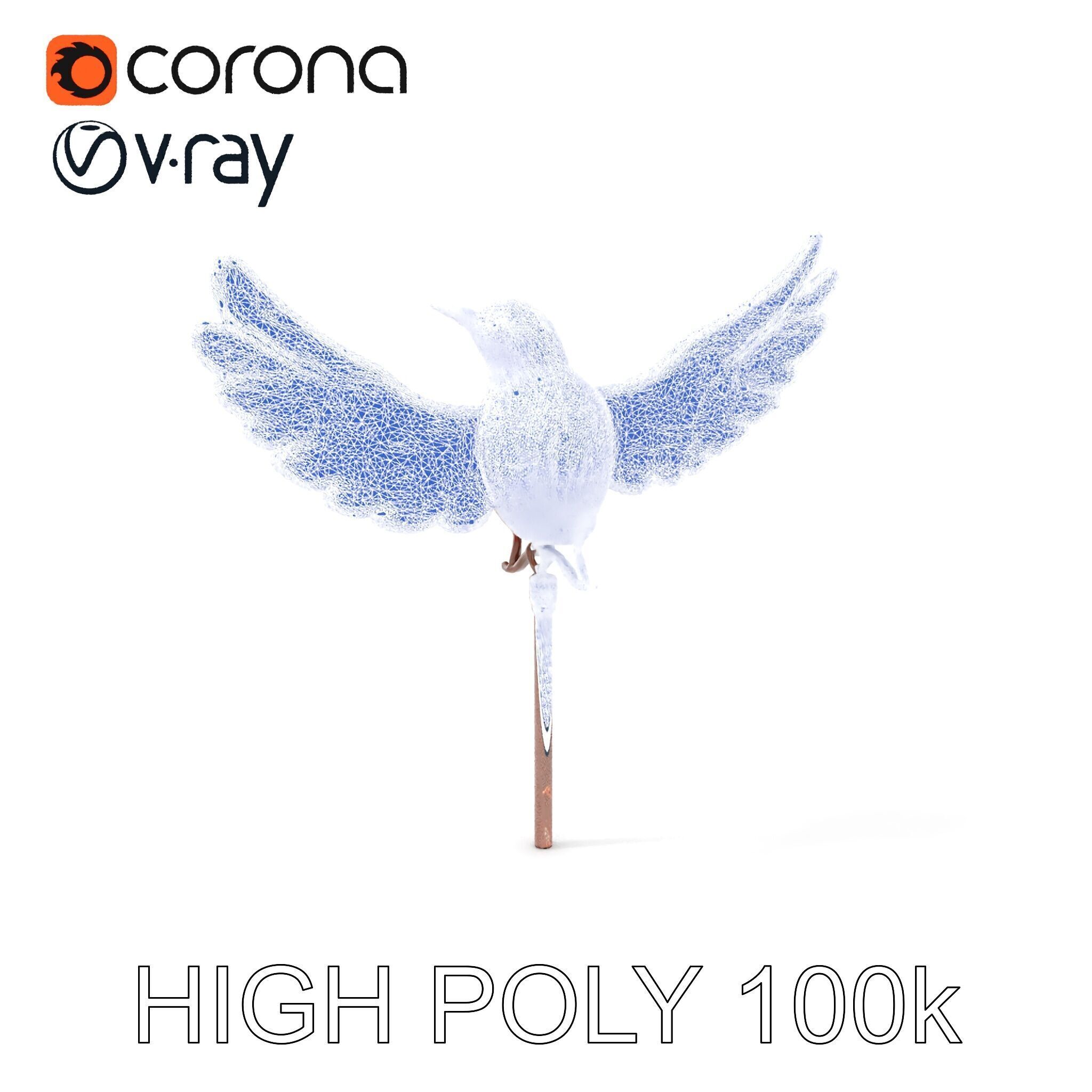 Metallic Bird Sculpture Model Pack Low-poly 3D model_19