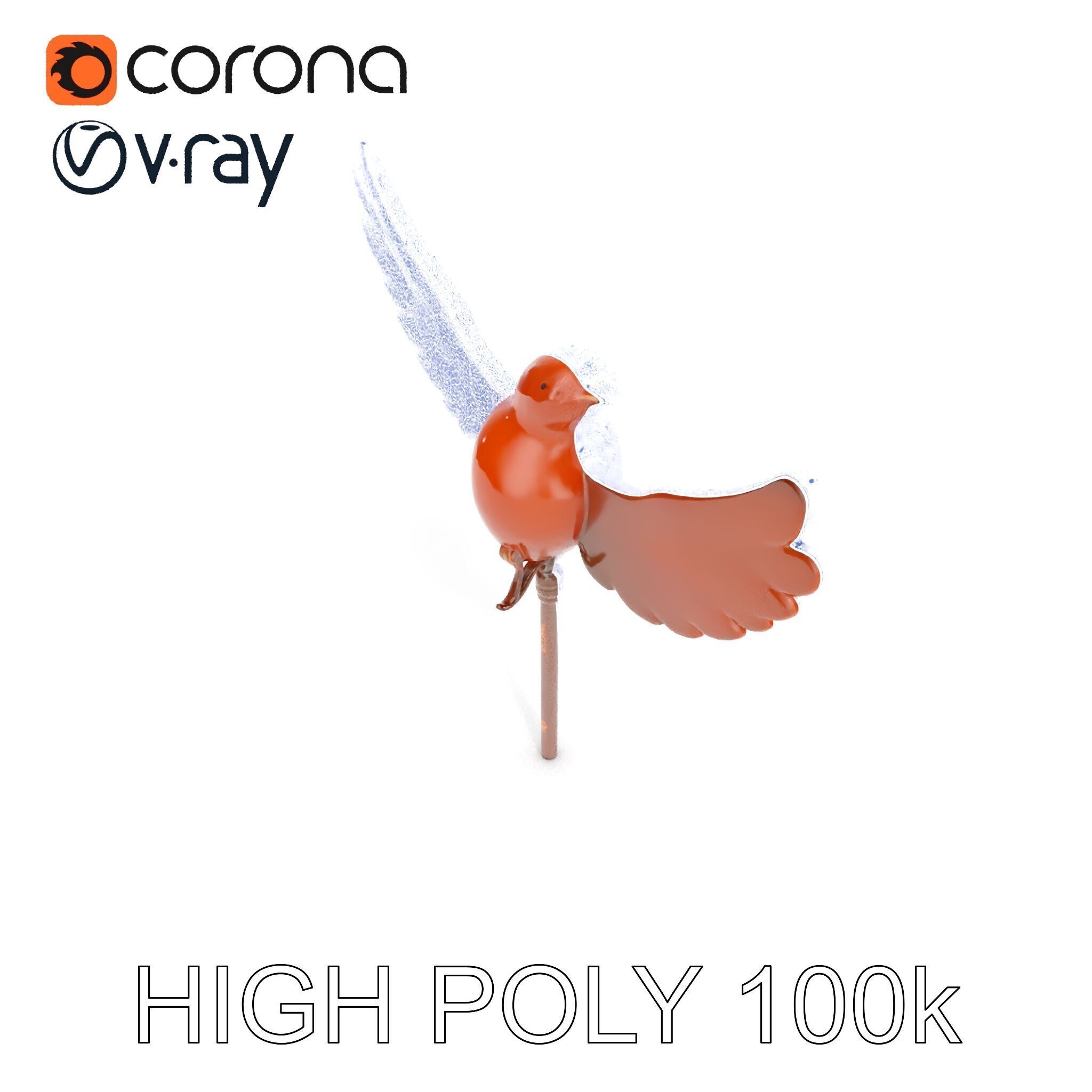 Metallic Bird Sculpture Model Pack Low-poly 3D model_29