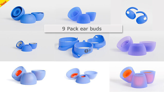 Low poly Mega Ear buds pack 3D model Low-poly 3D model