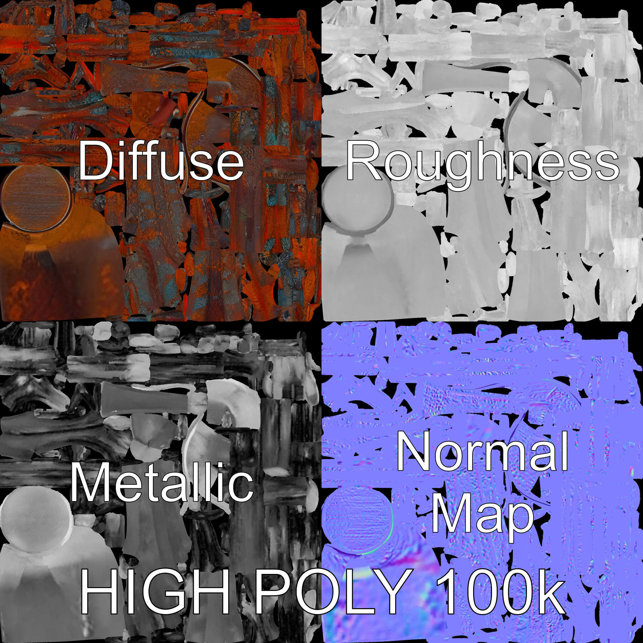 Decorative Metal Tree Sculpture Model Pack Low-poly 3D model_2