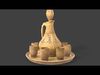 Wooden Jug with Shot Glasses on Tray Low-poly 3D model_1