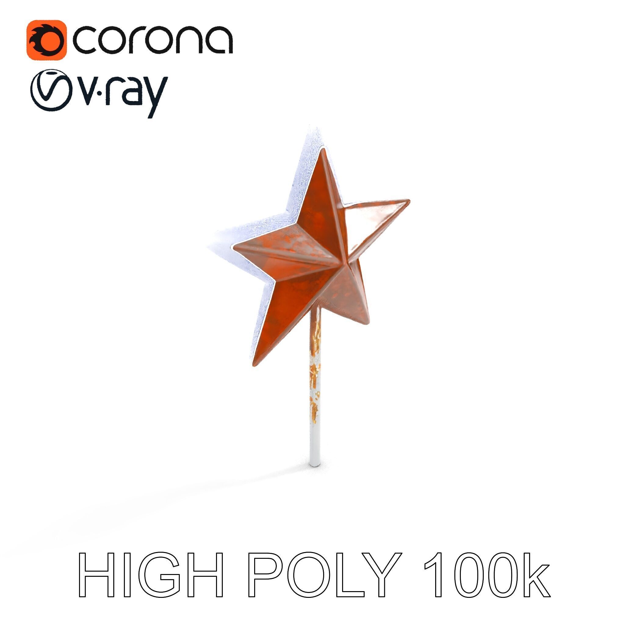 Rustic Star Ornament Model Pack Low-poly 3D model_15