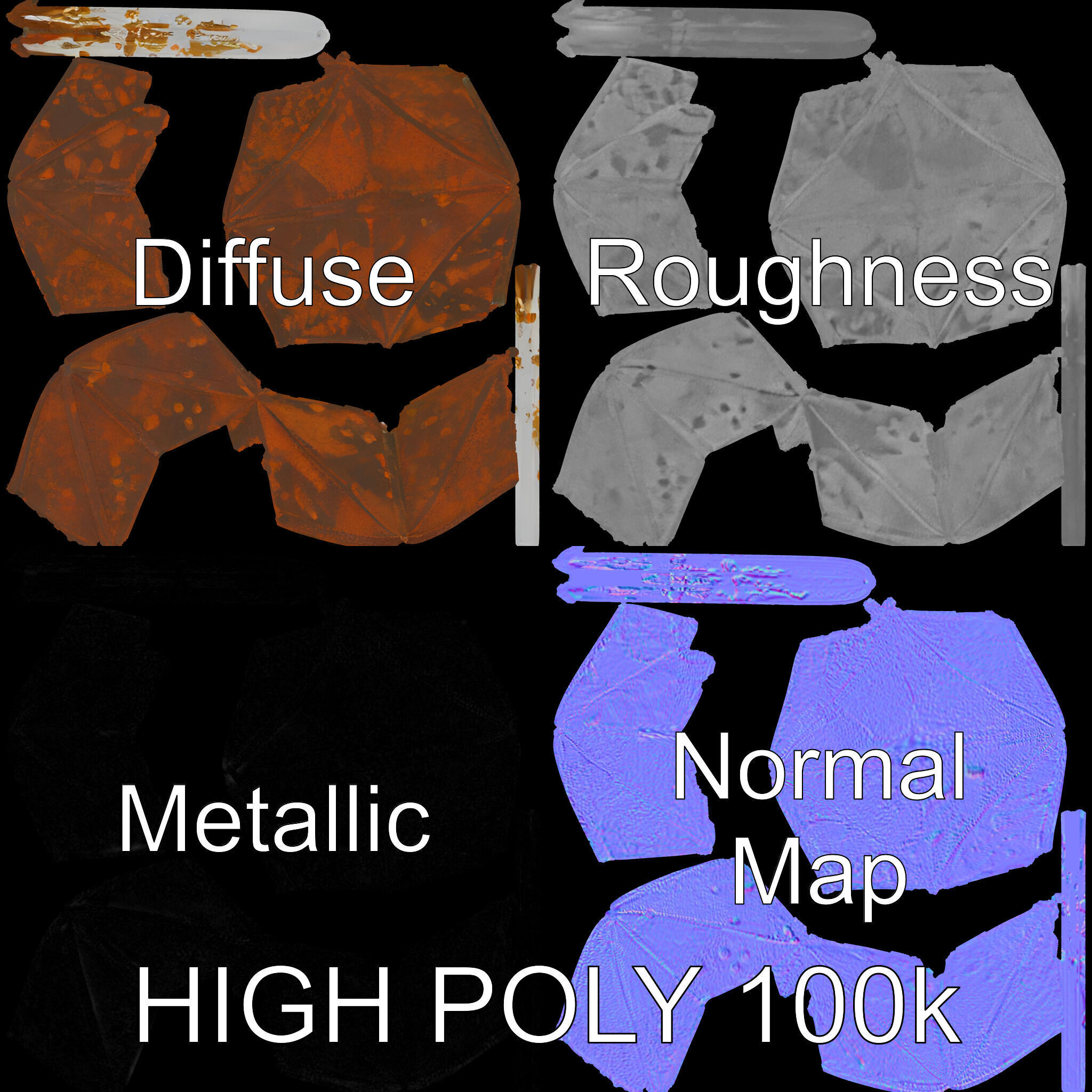 Rustic Star Ornament Model Pack Low-poly 3D model_4