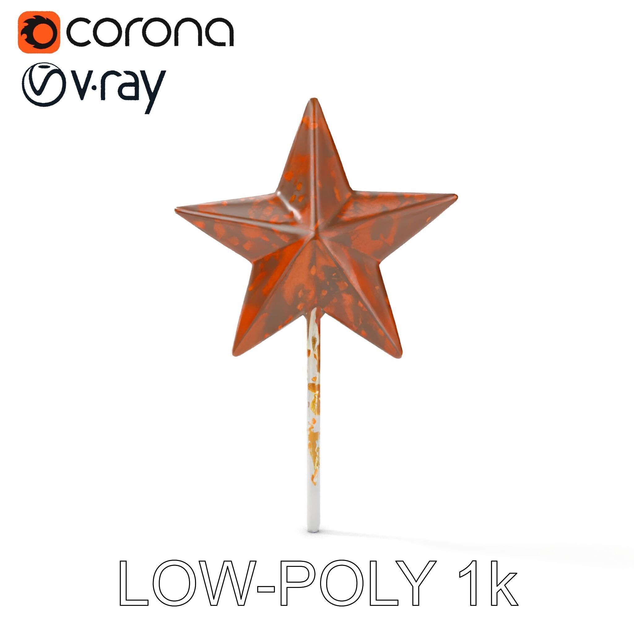 Rustic Star Ornament Model Pack Low-poly 3D model_12