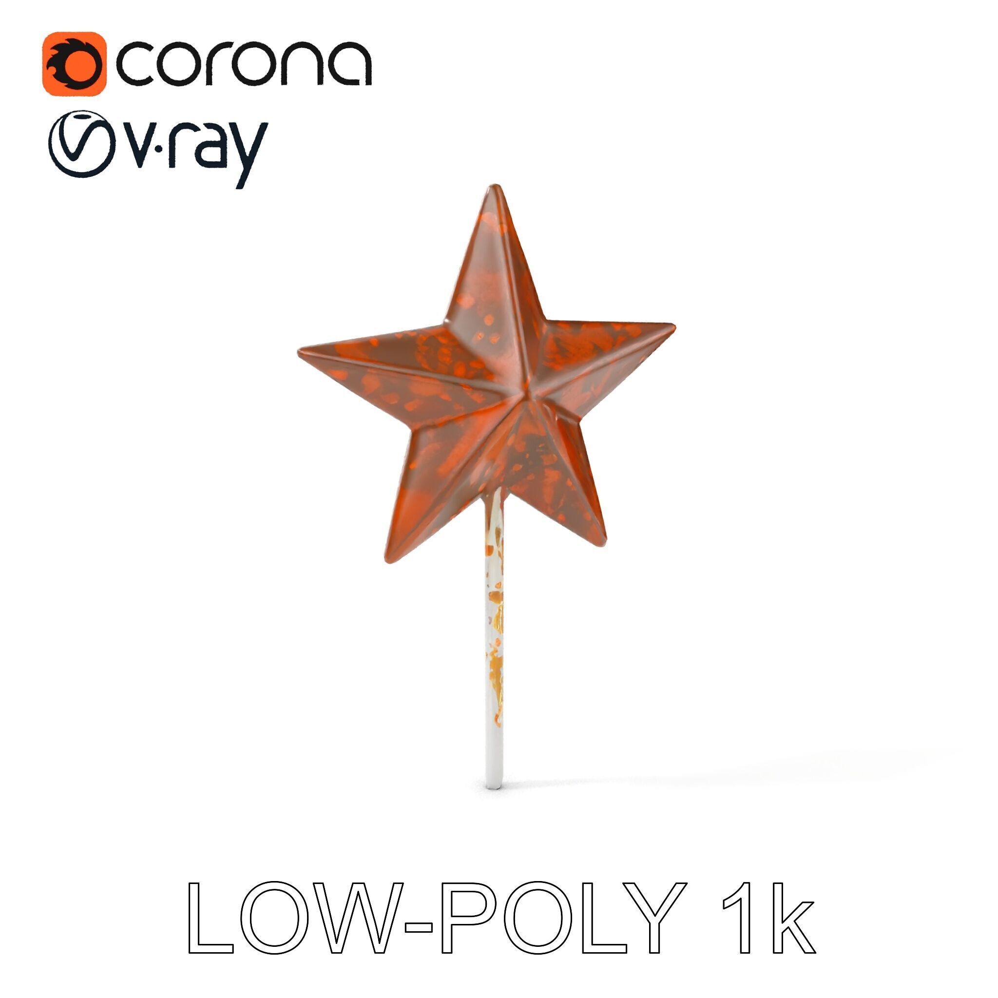 Rustic Star Ornament Model Pack Low-poly 3D model_8
