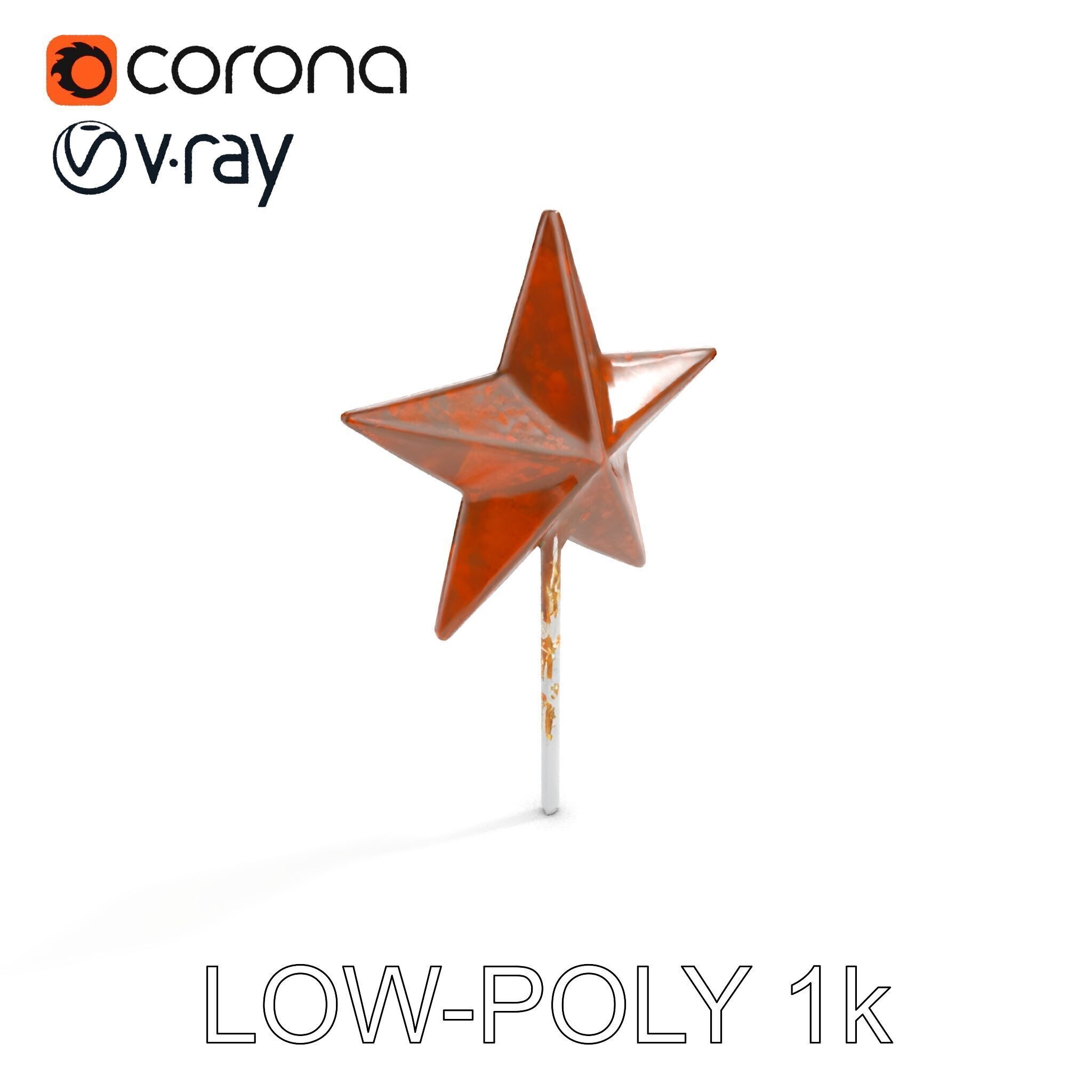 Rustic Star Ornament Model Pack Low-poly 3D model_10