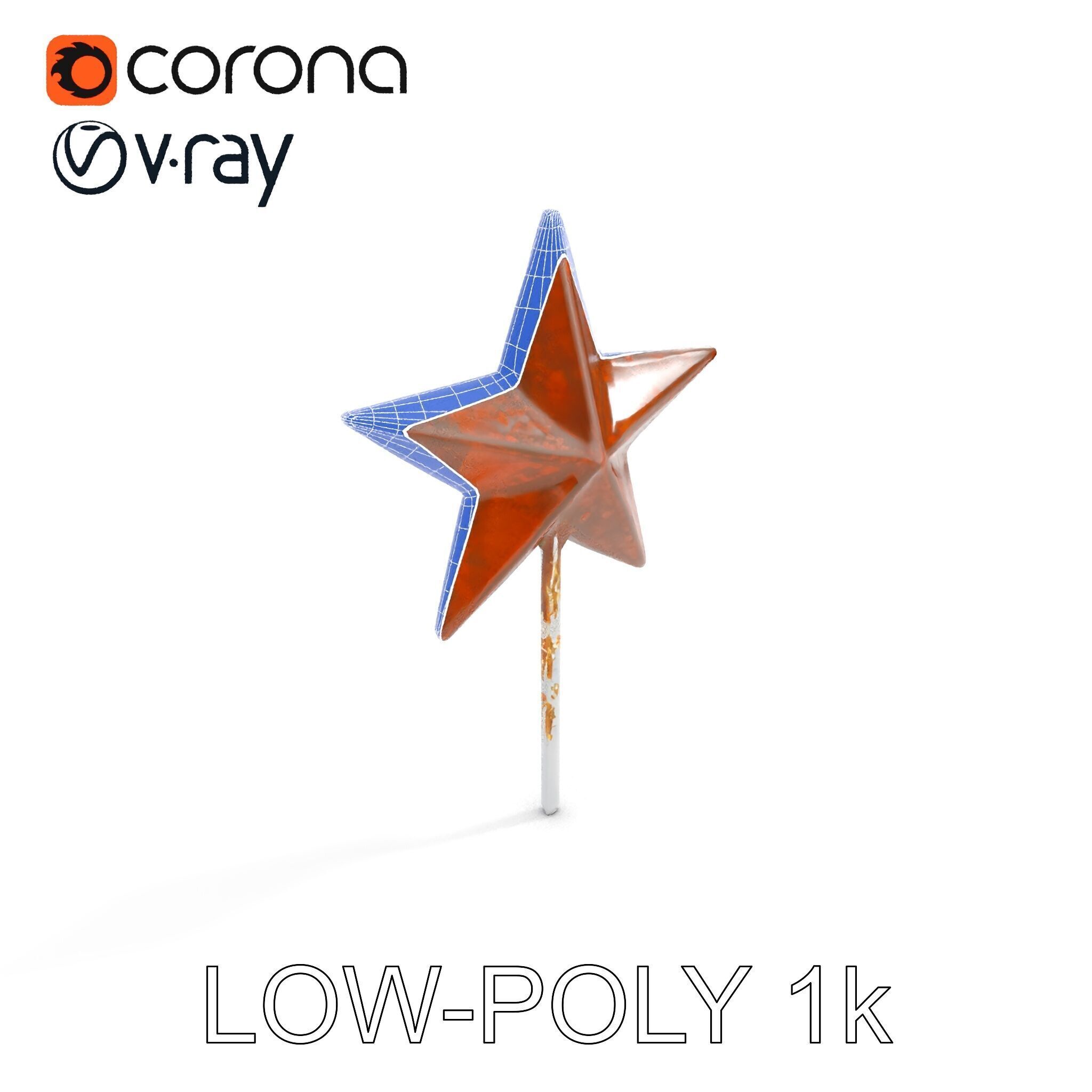 Rustic Star Ornament Model Pack Low-poly 3D model_14