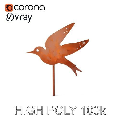 Bird Silhouette Garden Decor Model Pack Low-poly 3D model
