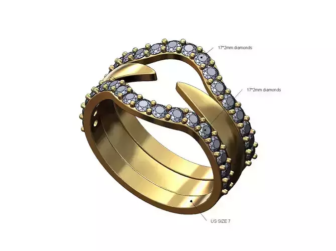 Curved half etenity gurads bypass claw ring US size 7