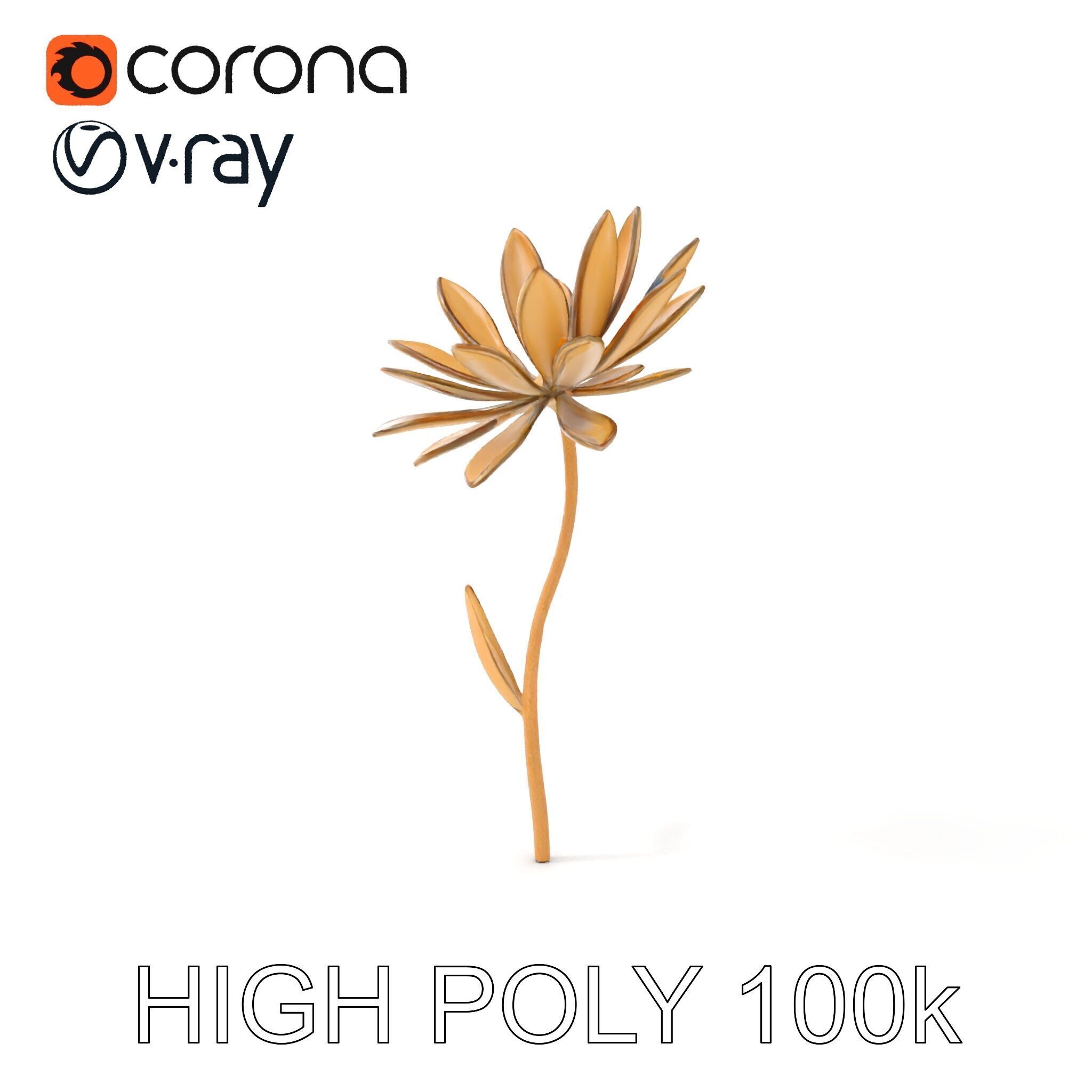 Elegant Metal Flower Model Pack for D Rendering Low-poly 3D model_7