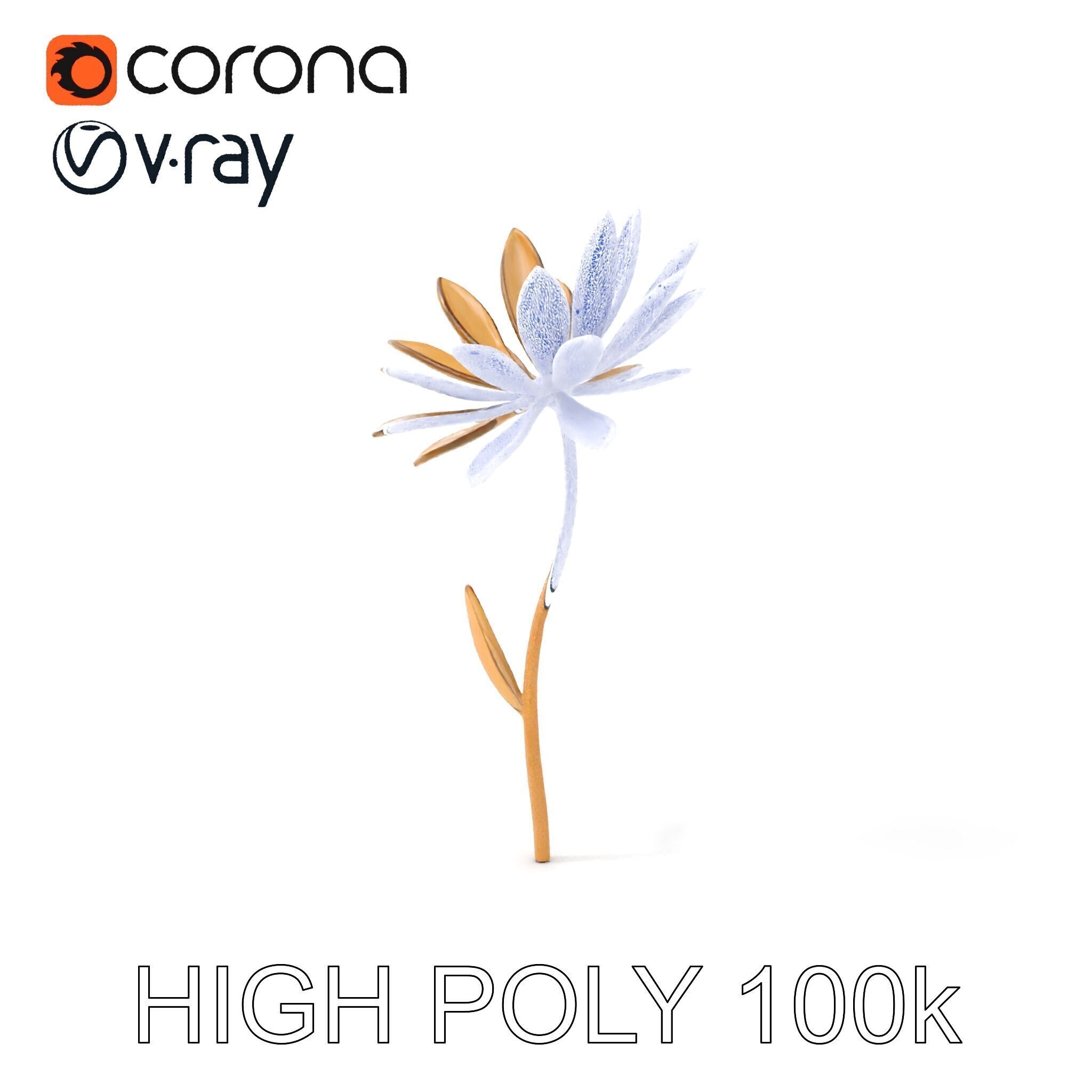 Elegant Metal Flower Model Pack for D Rendering Low-poly 3D model_5