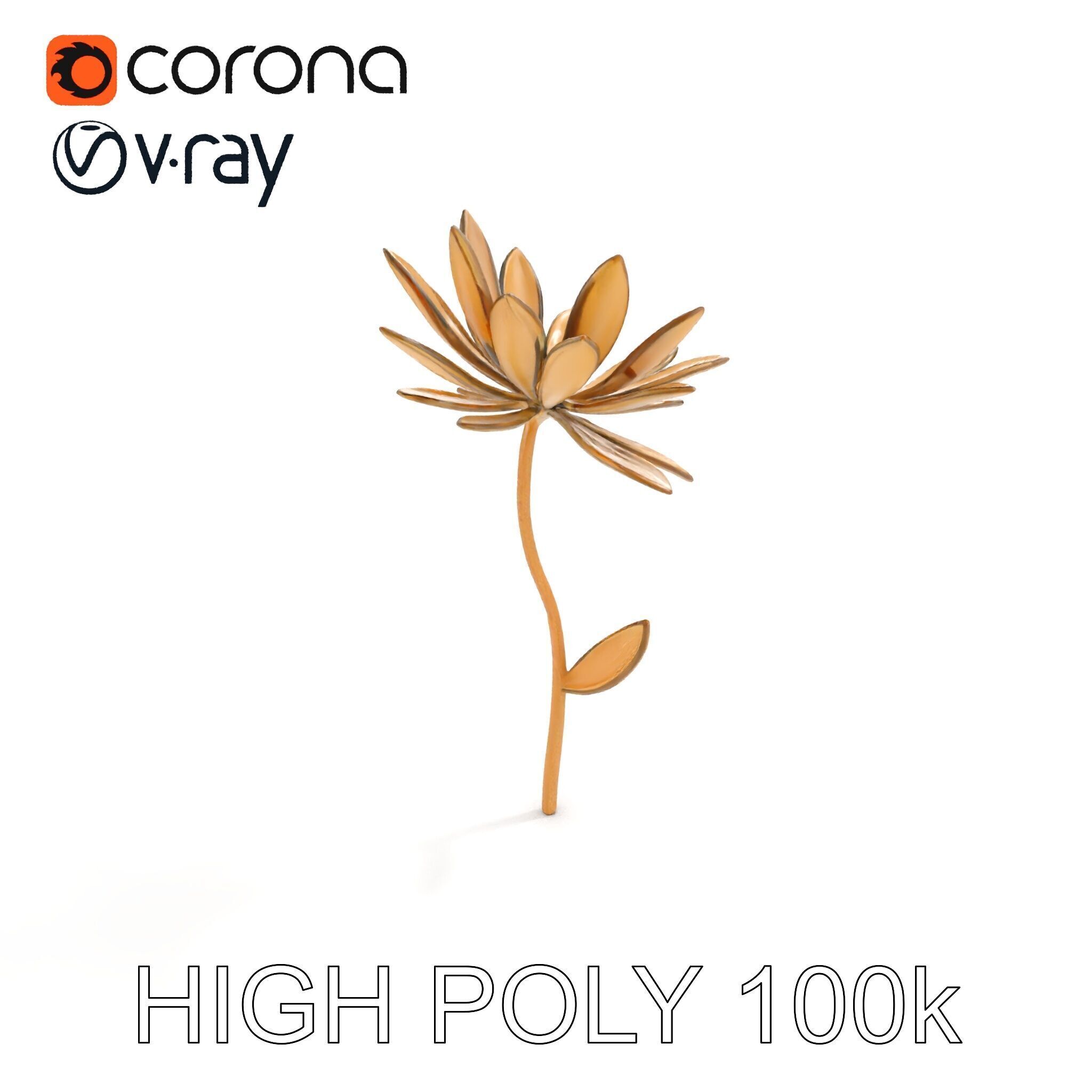 Elegant Metal Flower Model Pack for D Rendering Low-poly 3D model_17