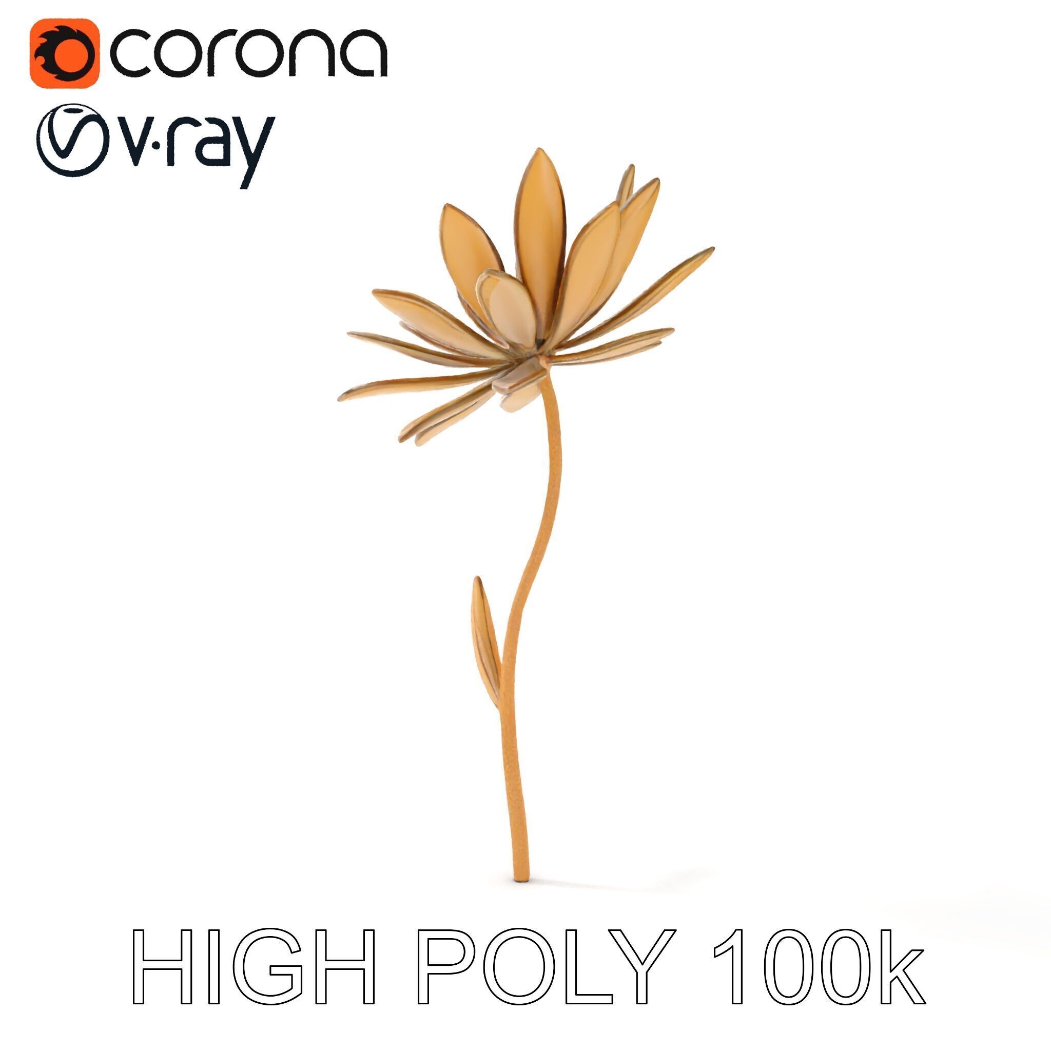 Elegant Metal Flower Model Pack for D Rendering Low-poly 3D model_25