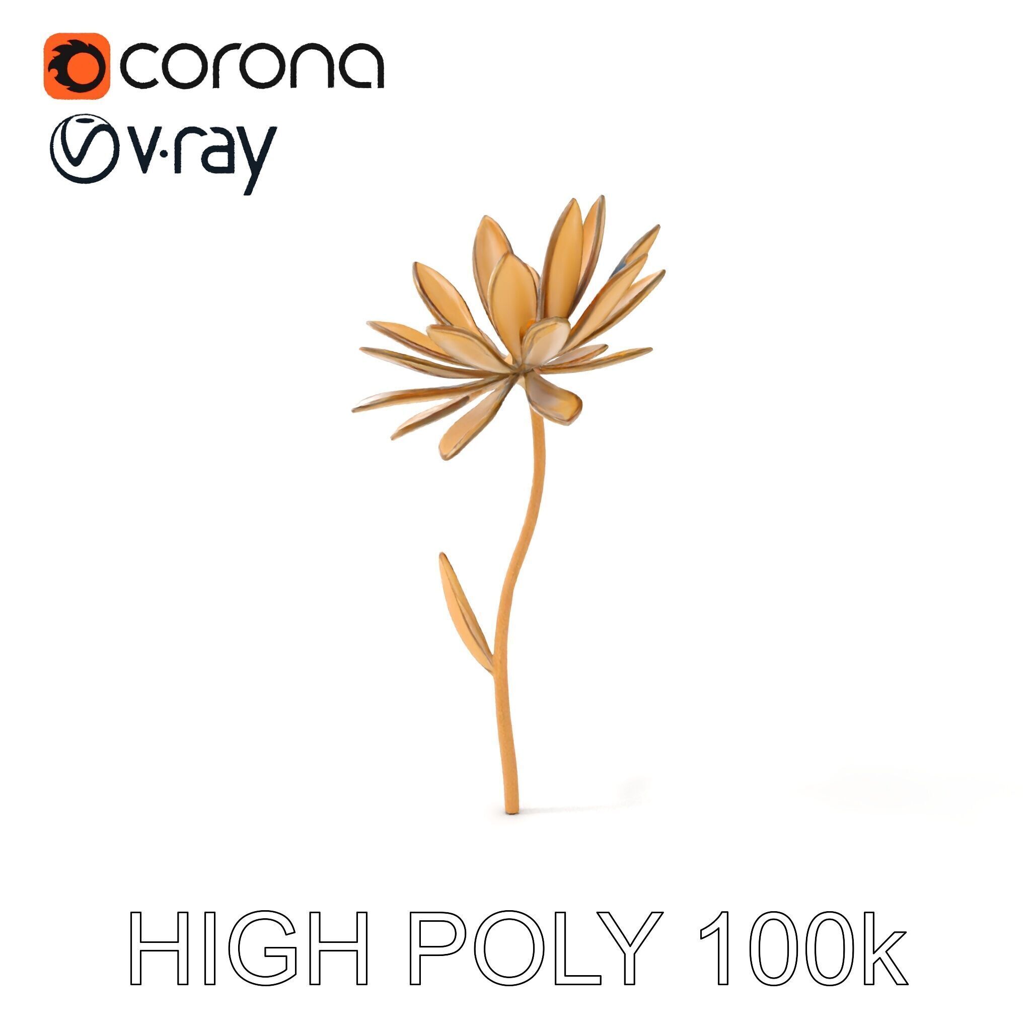 Elegant Metal Flower Model Pack for D Rendering Low-poly 3D model_12