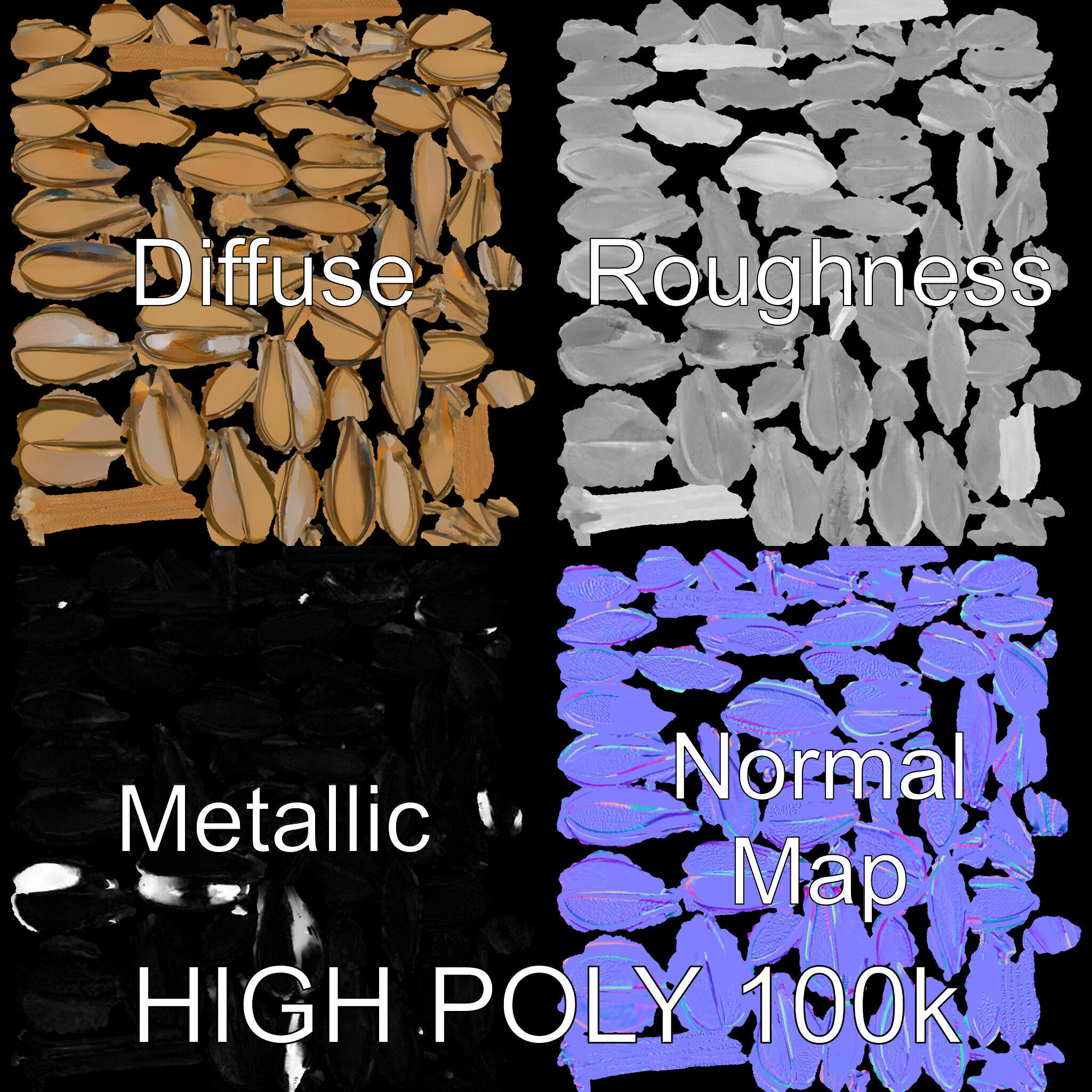 Elegant Metal Flower Model Pack for D Rendering Low-poly 3D model_4