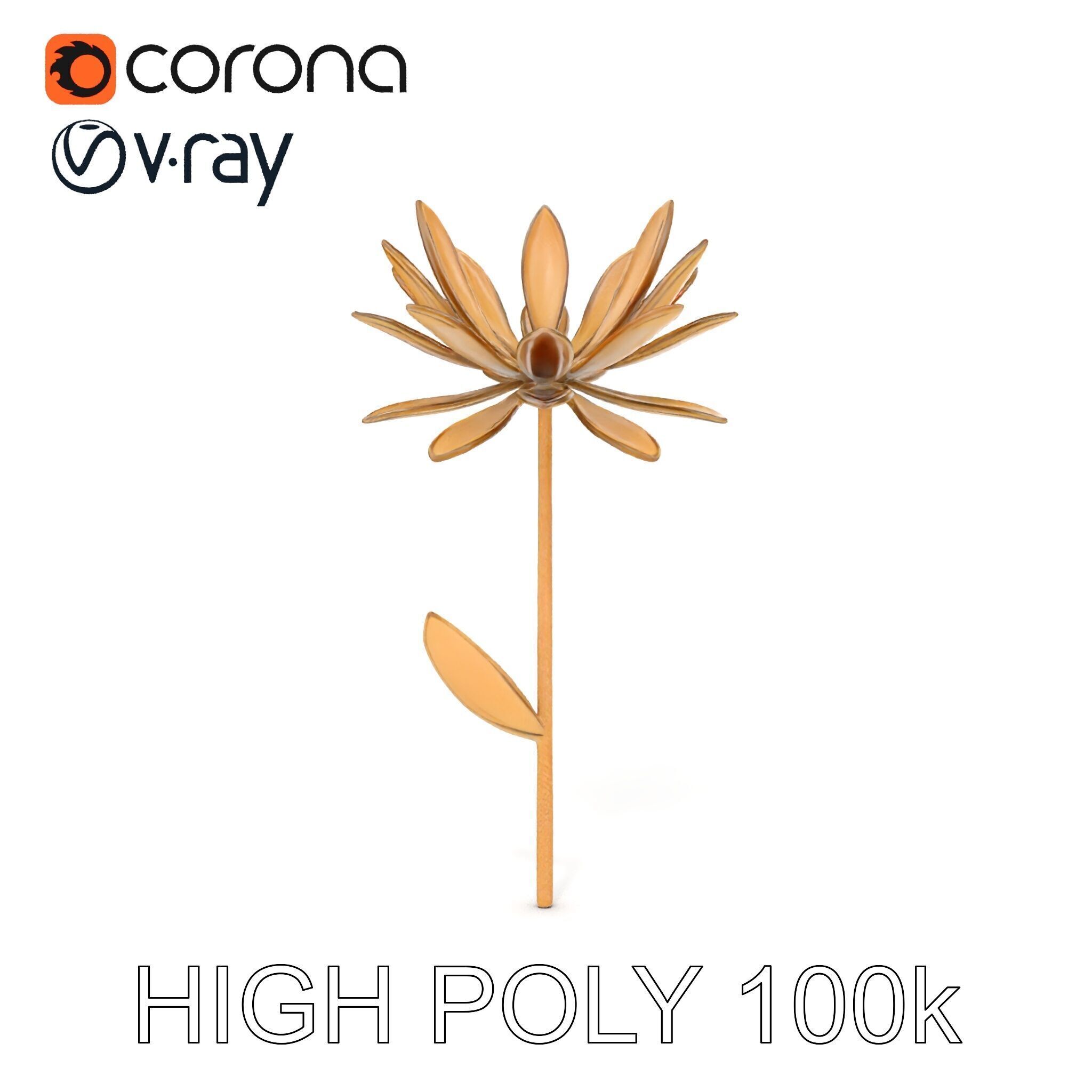 Elegant Metal Flower Model Pack for D Rendering Low-poly 3D model_31
