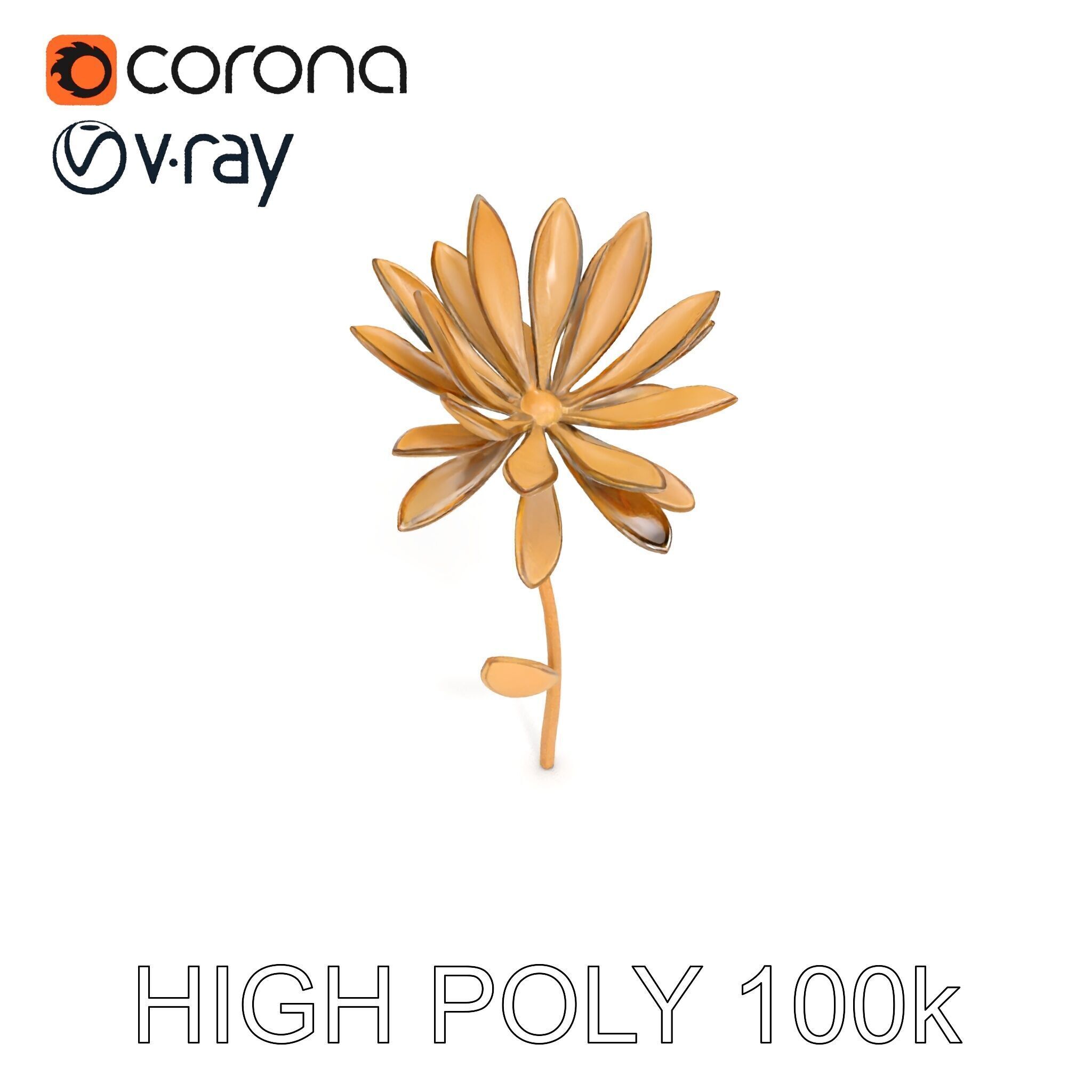 Elegant Metal Flower Model Pack for D Rendering Low-poly 3D model_16