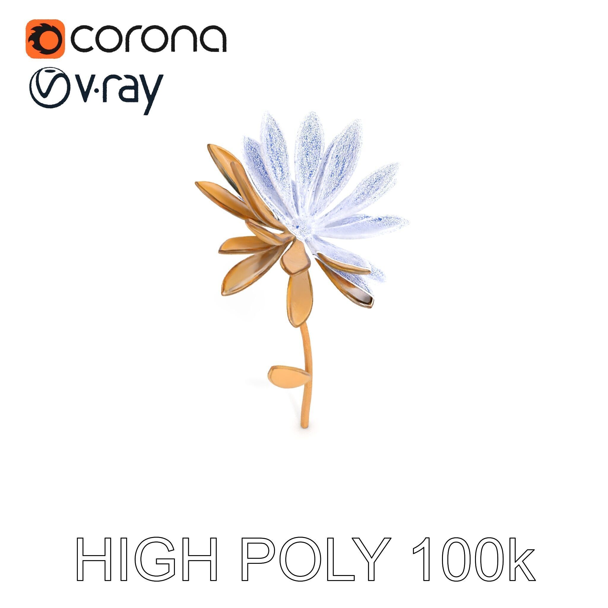 Elegant Metal Flower Model Pack for D Rendering Low-poly 3D model_9