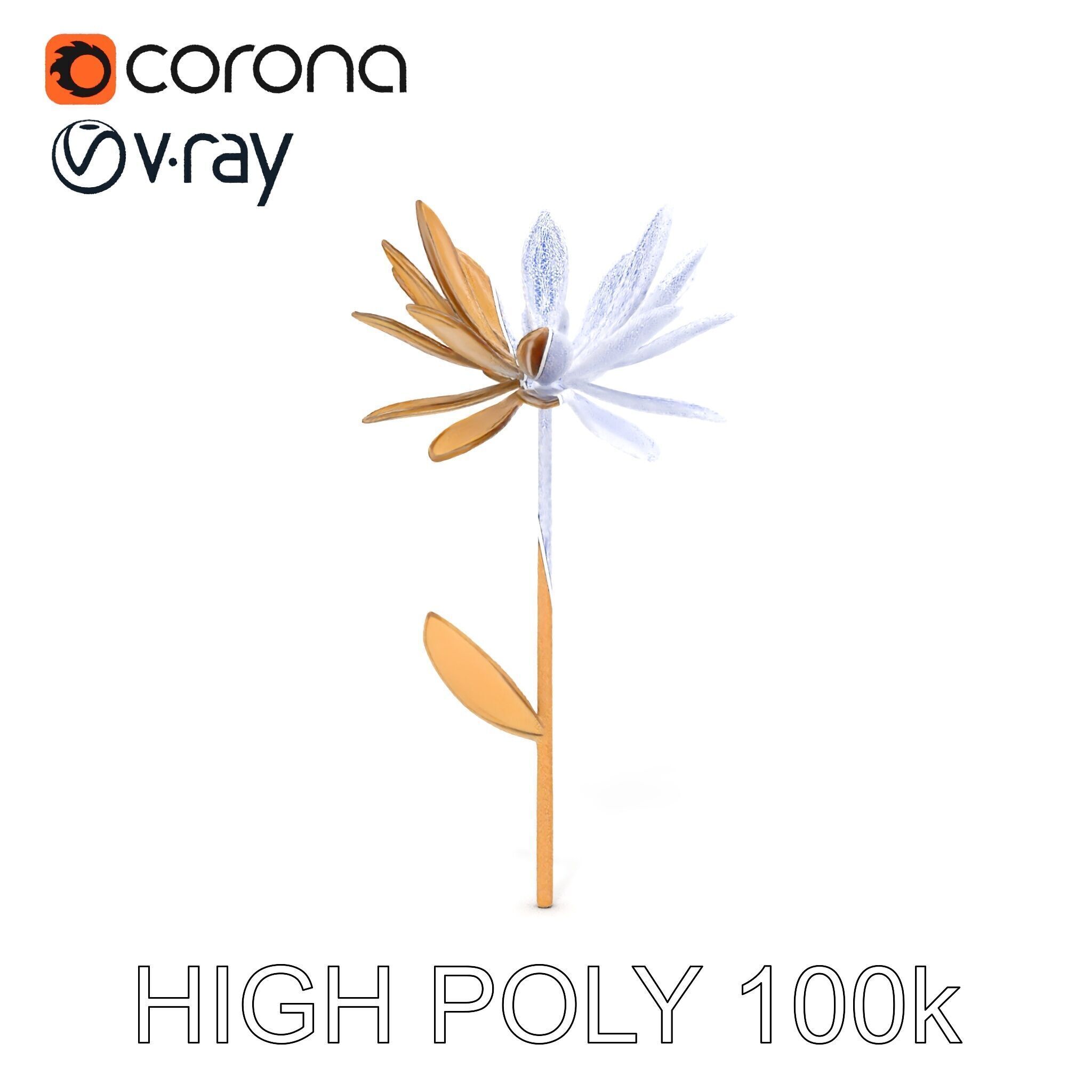 Elegant Metal Flower Model Pack for D Rendering Low-poly 3D model_28