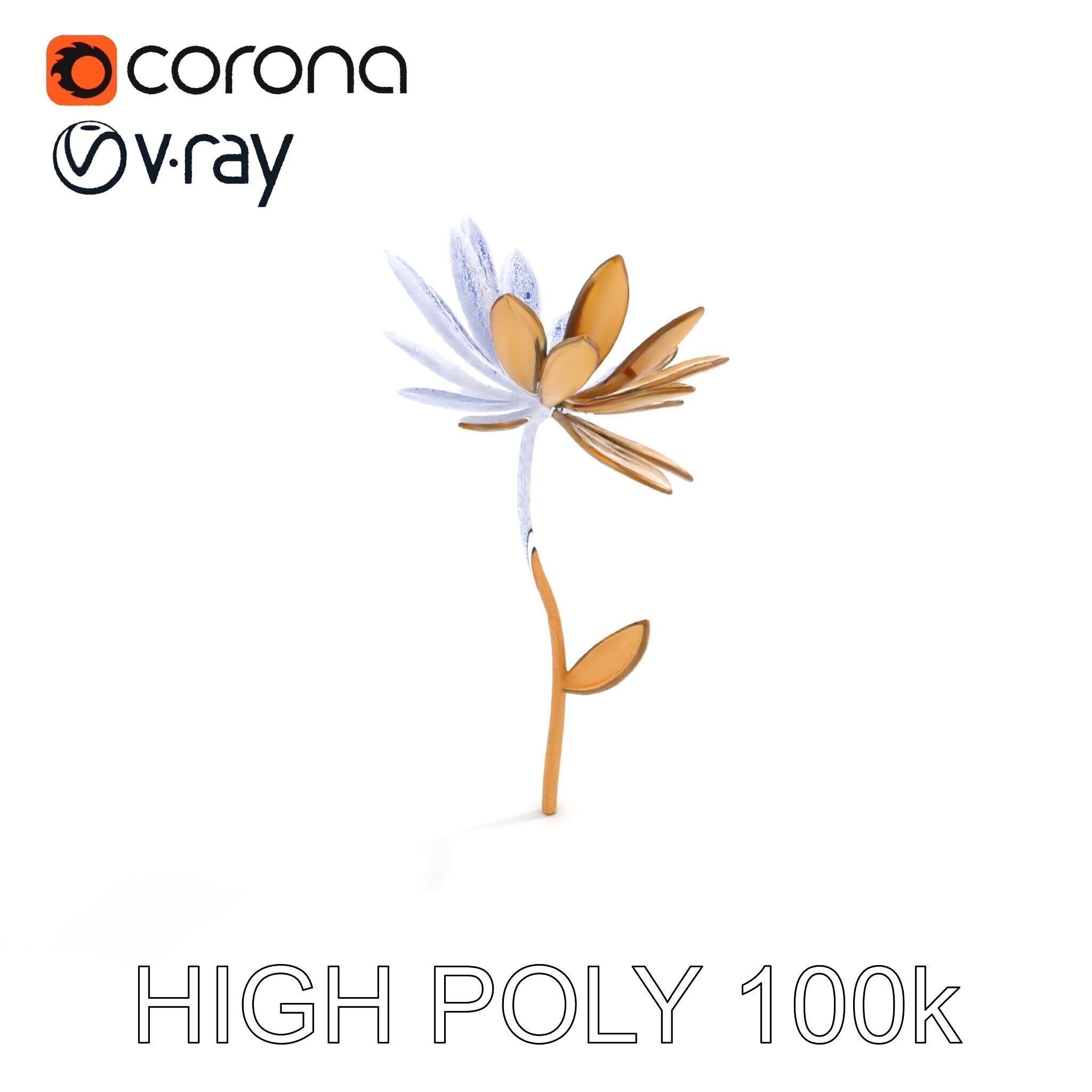 Elegant Metal Flower Model Pack for D Rendering Low-poly 3D model_11
