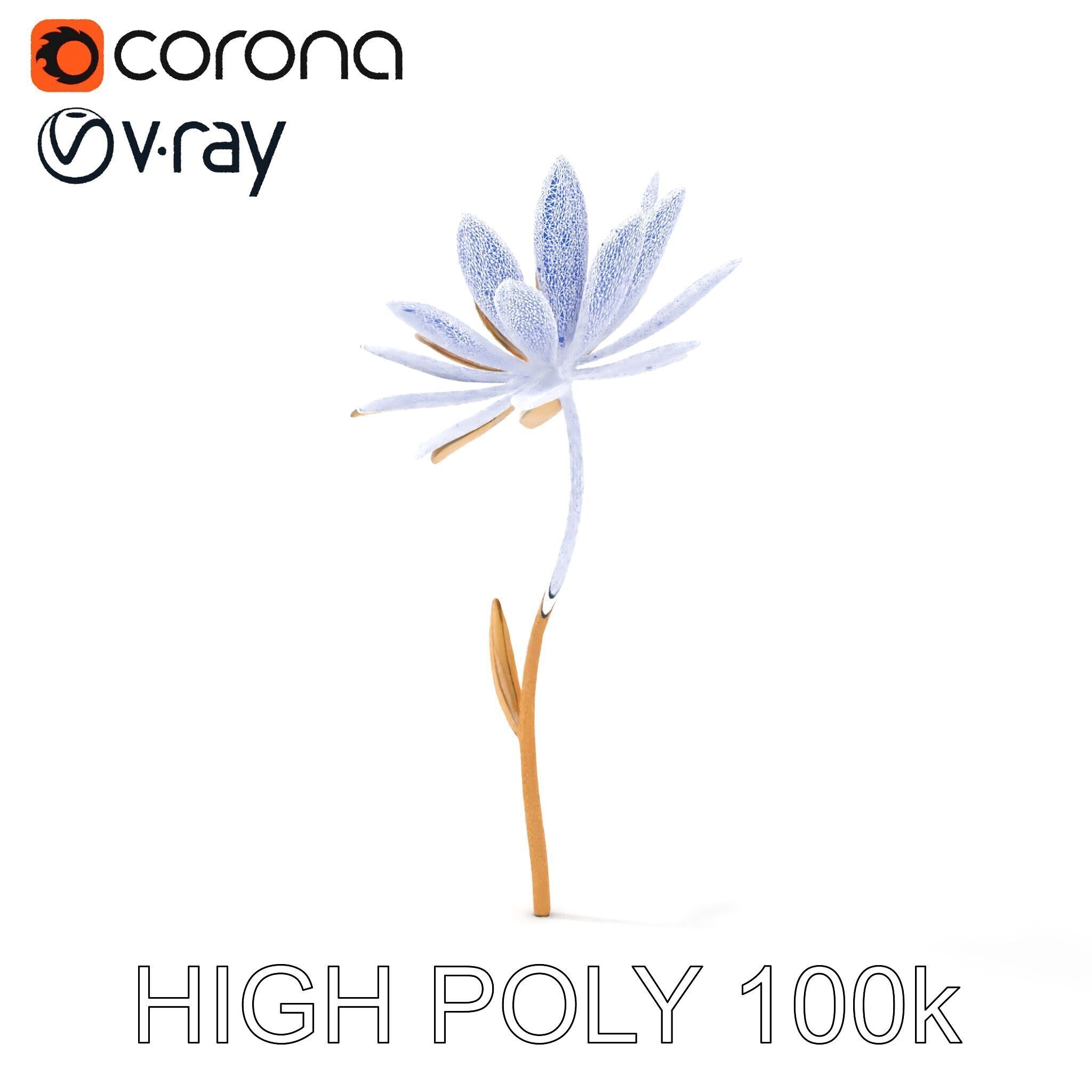 Elegant Metal Flower Model Pack for D Rendering Low-poly 3D model_29