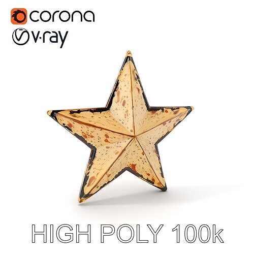 Rustic Metal Star and Twig Model Pack Low-poly 3D model