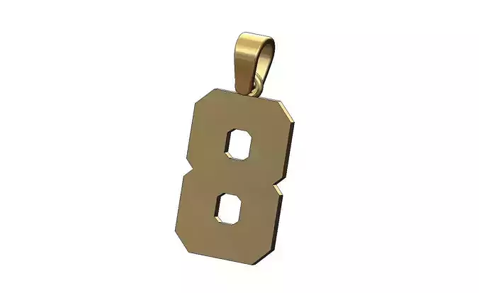 Number 8 eight varsity high school letterman pendant charm 3D print model