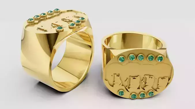 Faces Gold Ring 3D Printable Model 