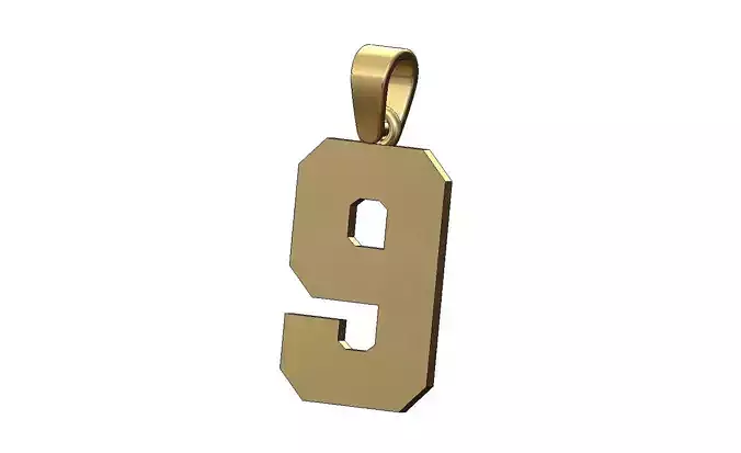 Number 9 nine varsity high school letterman pendant charm 3D print model