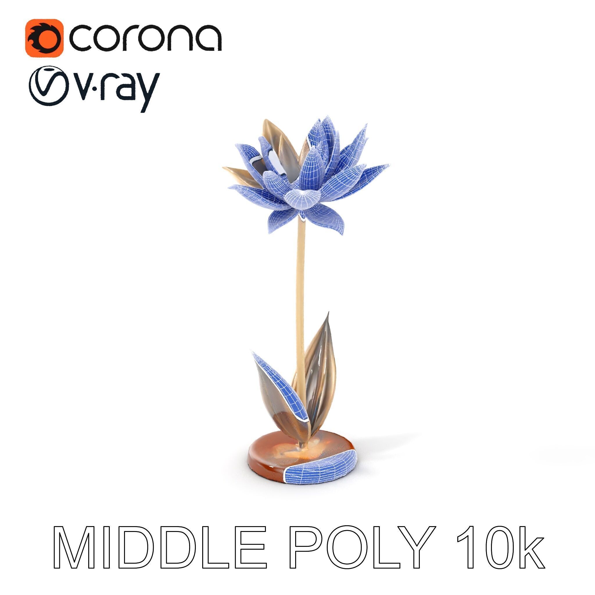 Metallic Lotus Flower Sculpture D Model Pack Low-poly 3D model_20
