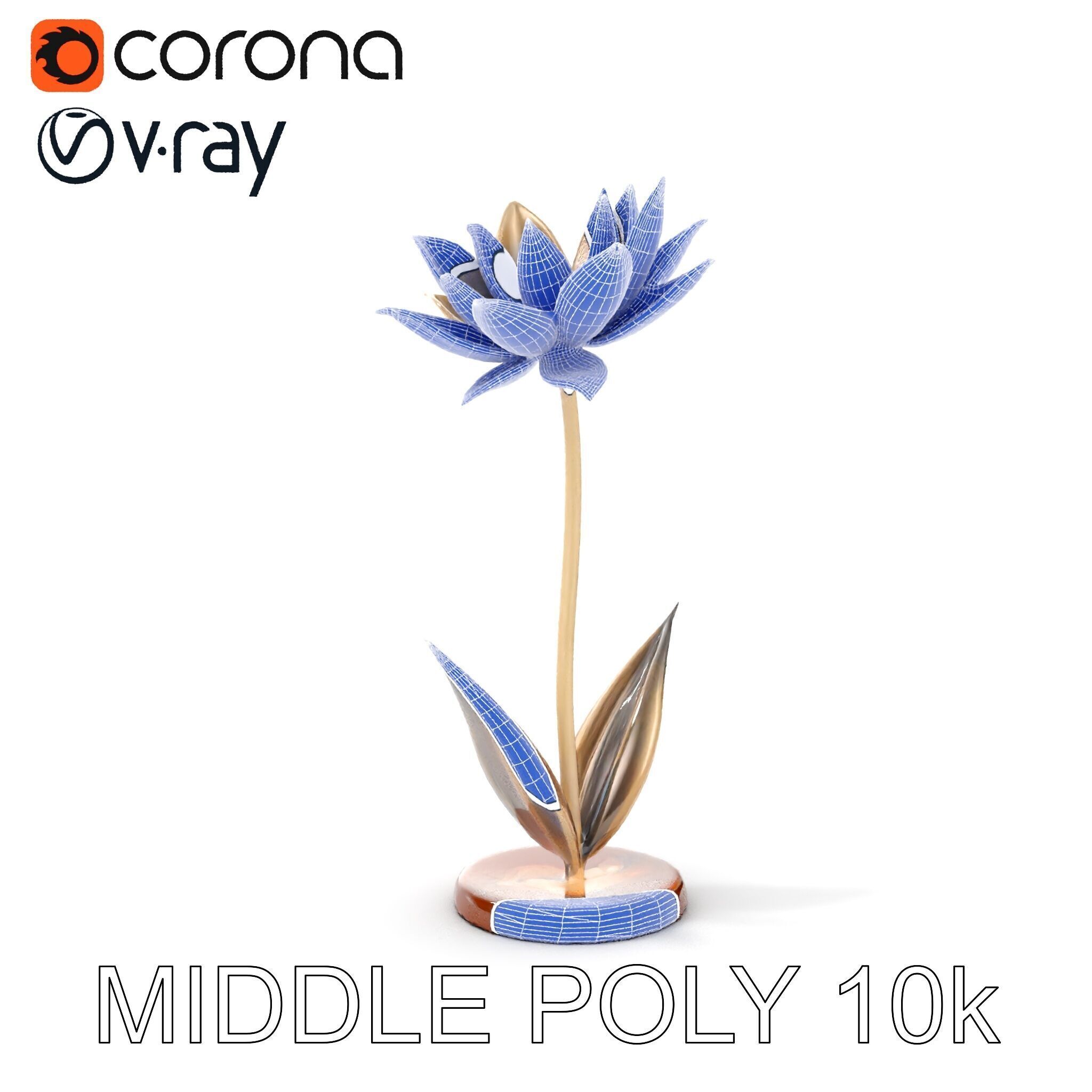 Metallic Lotus Flower Sculpture D Model Pack Low-poly 3D model_29
