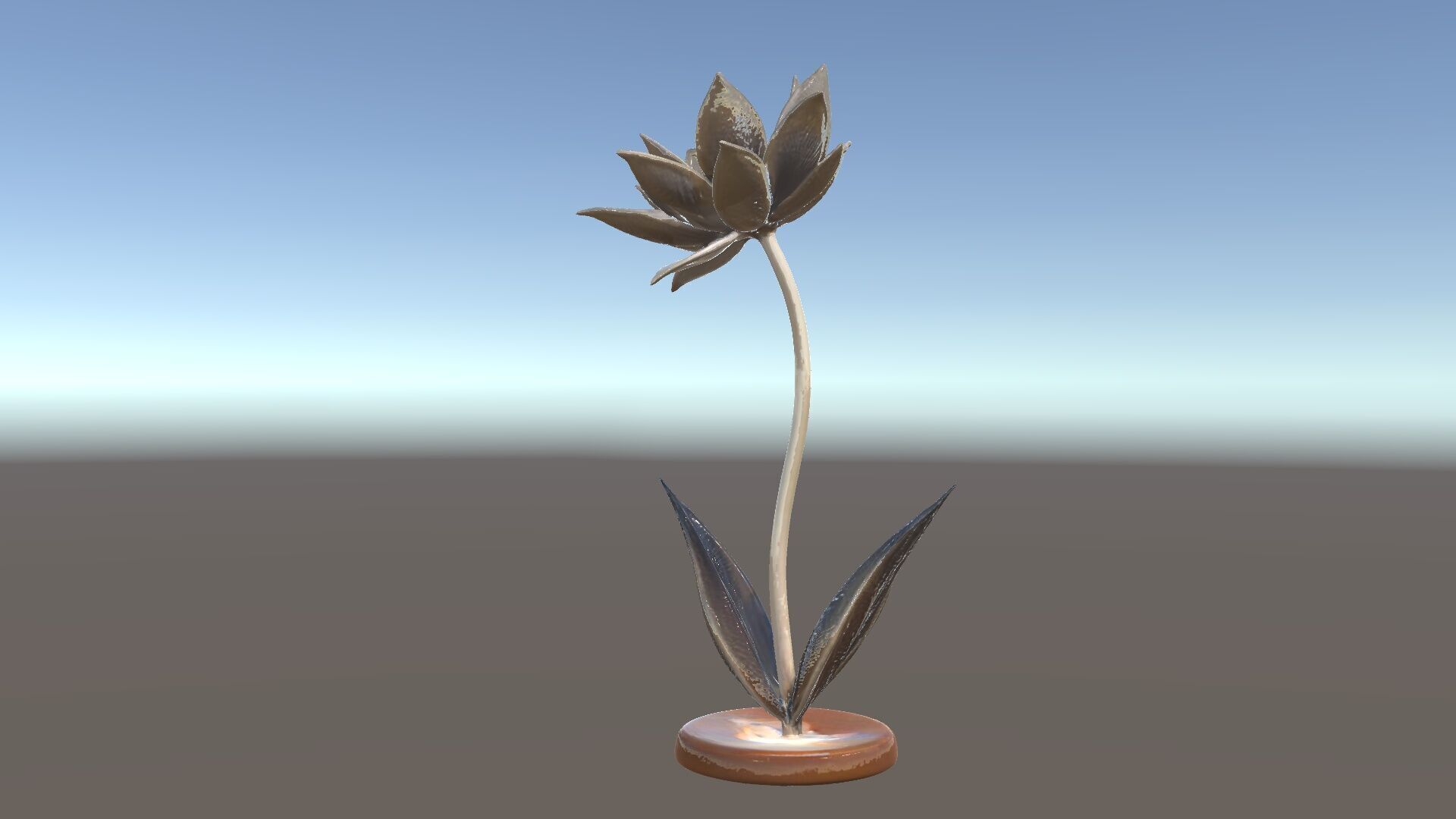 Metallic Lotus Flower Sculpture D Model Pack Low-poly 3D model_6