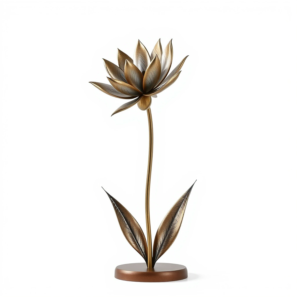 Metallic Lotus Flower Sculpture D Model Pack Low-poly 3D model_3