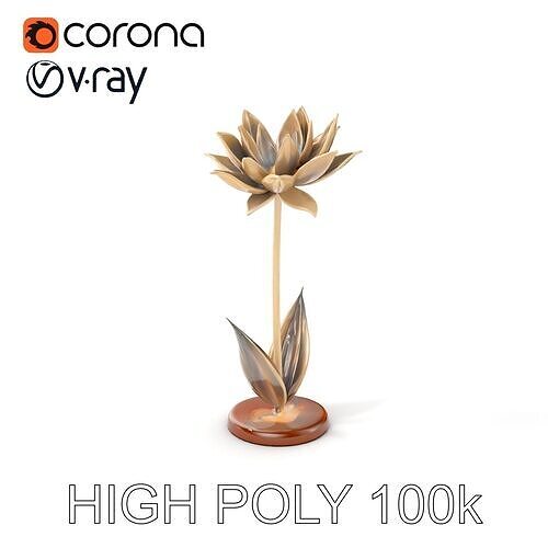 Metallic Lotus Flower Sculpture D Model Pack Low-poly 3D model