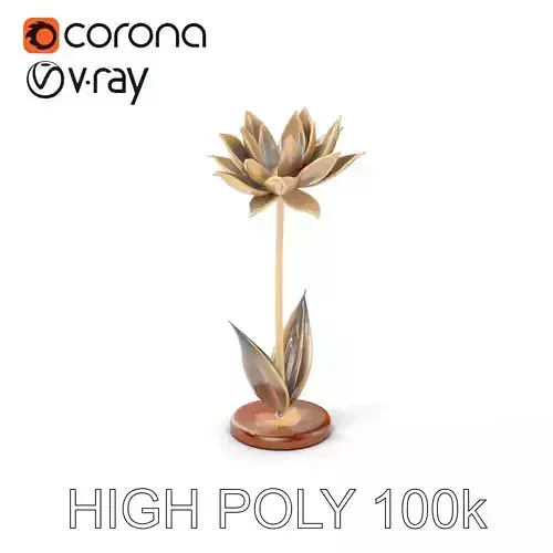 Metallic Lotus Flower Sculpture D Model Pack