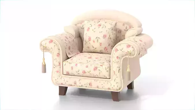 Vintage Armchair Upholstered Fabric