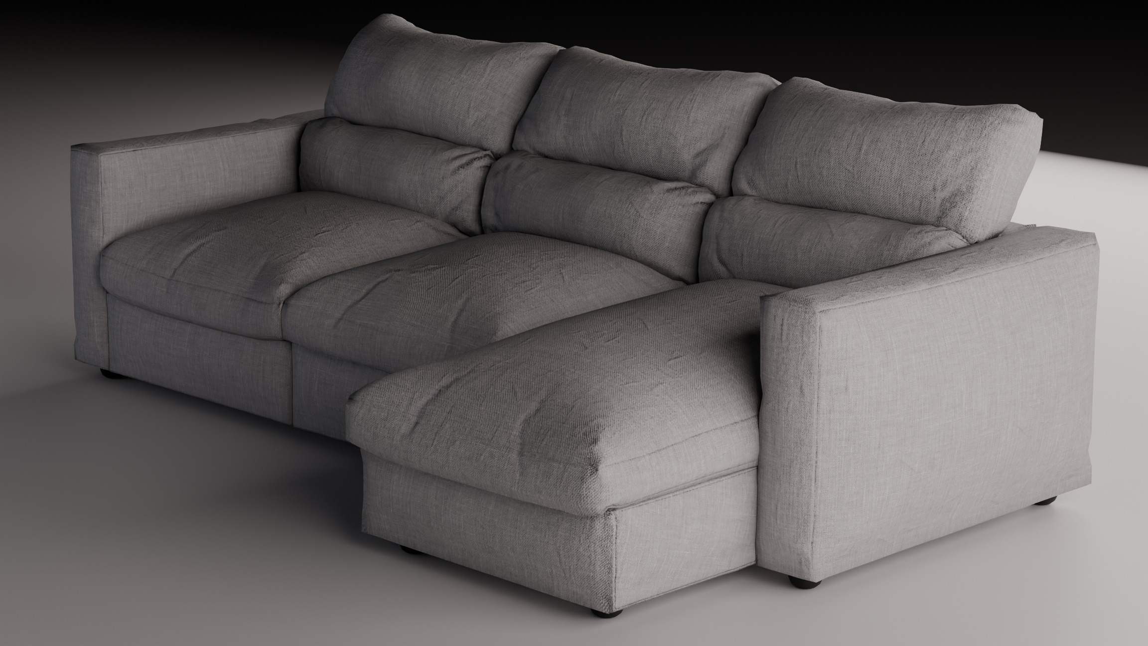Three-seat sofa Low-poly 3D model_9