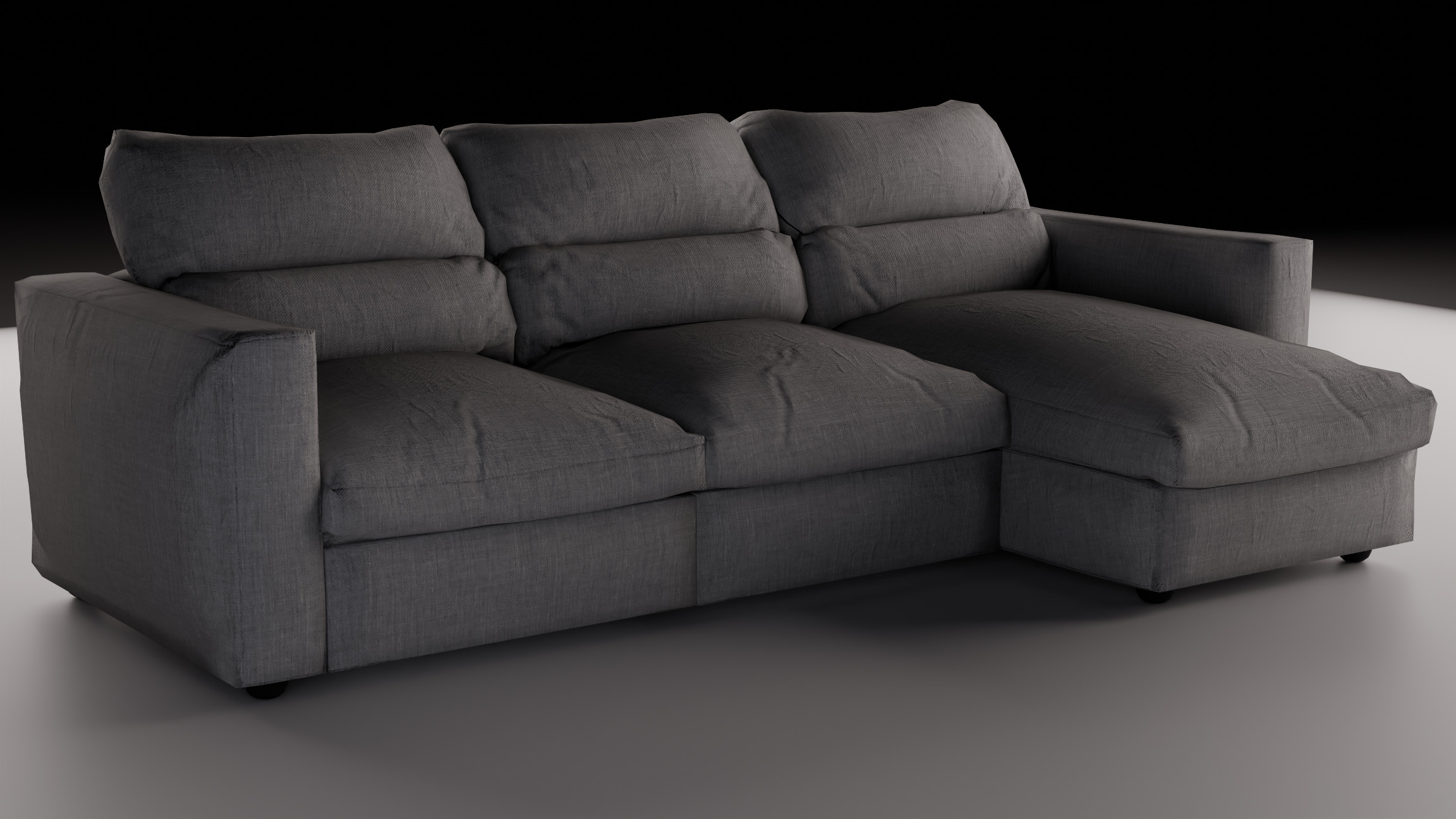 Three-seat sofa Low-poly 3D model_6
