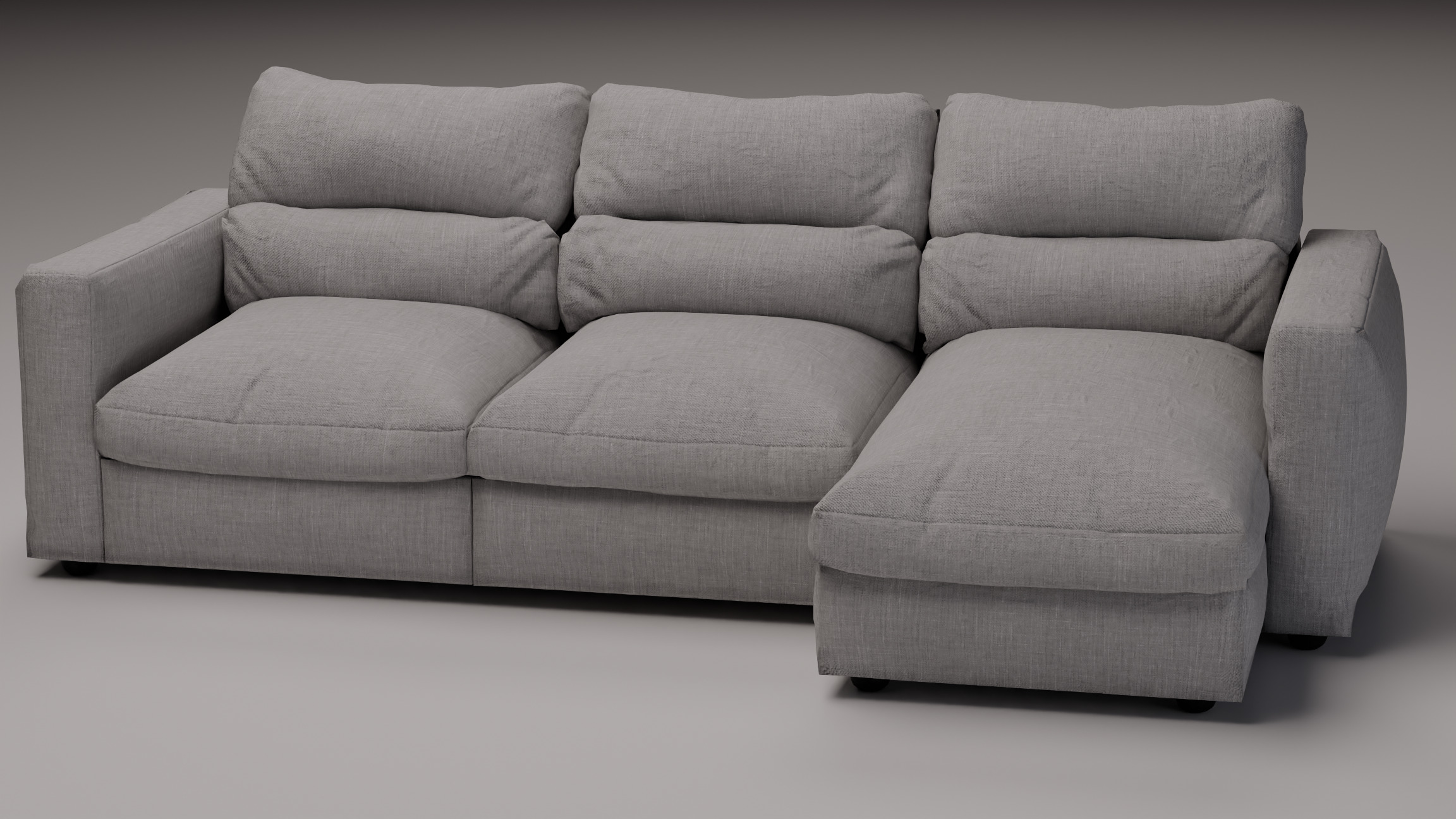 Three-seat sofa Low-poly 3D model_3